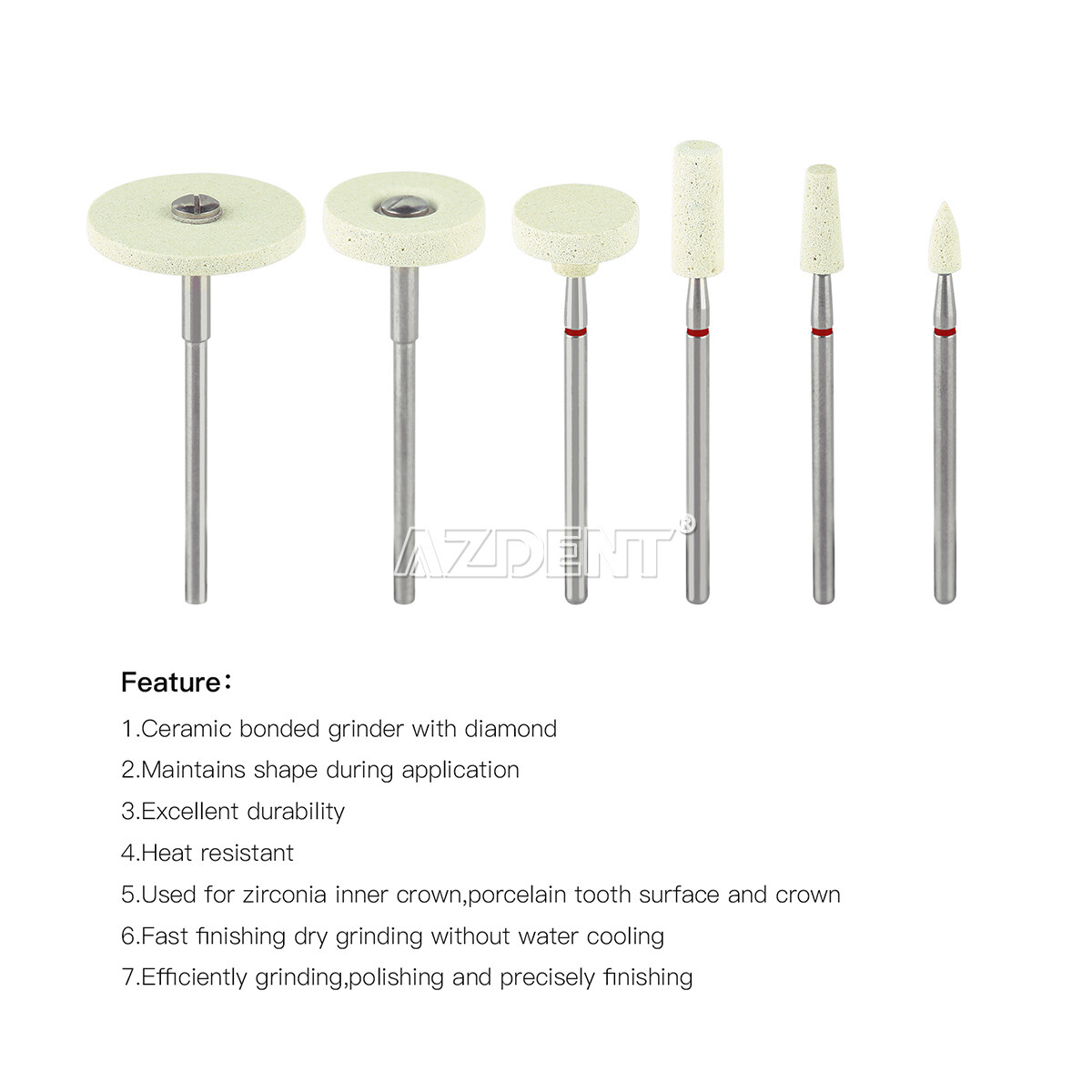 Dental White Stone Polishing Burs Wheels Cups RA/ HP/ FG Rubber Diamond Polisher