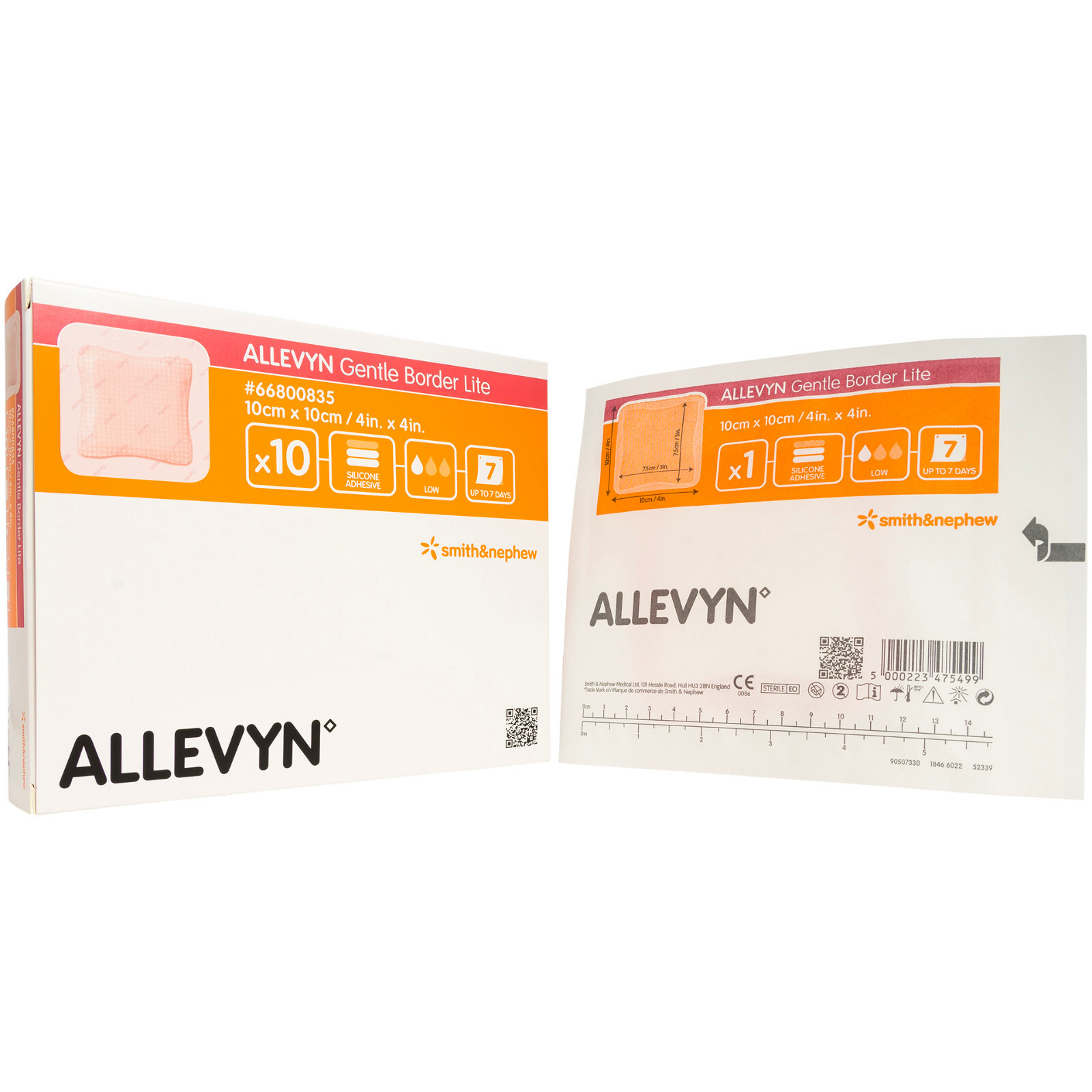 Smith & Nephew 66800835 Allevyn Gentle Border Lite Foam Dressing 4″ x 4″ – 10/BX
