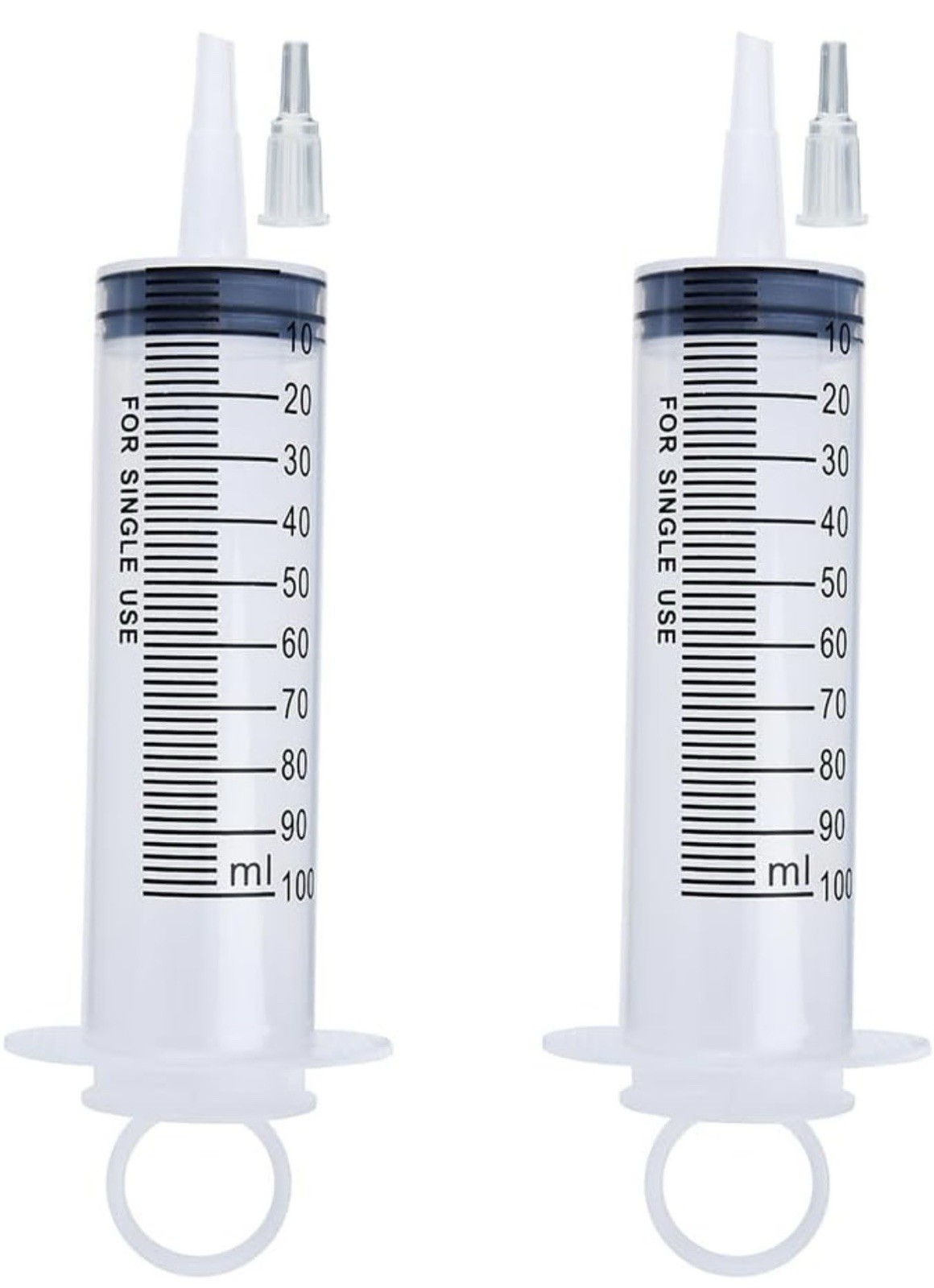 2 Pack 100ml Syringes with Tip Adapter, Sterile Slip Tip Syringe