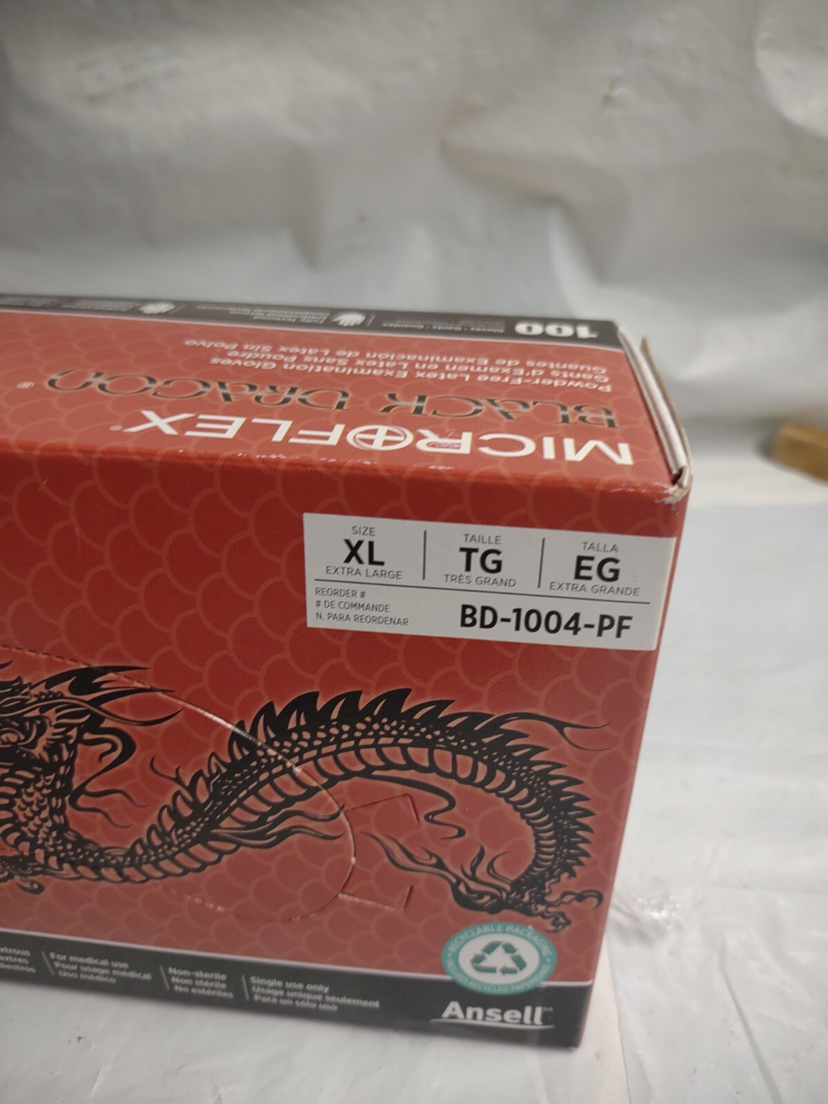 *100-Gloves Microflex Black Dragon PF Examination Latex BD-1004-PF, Size X Large