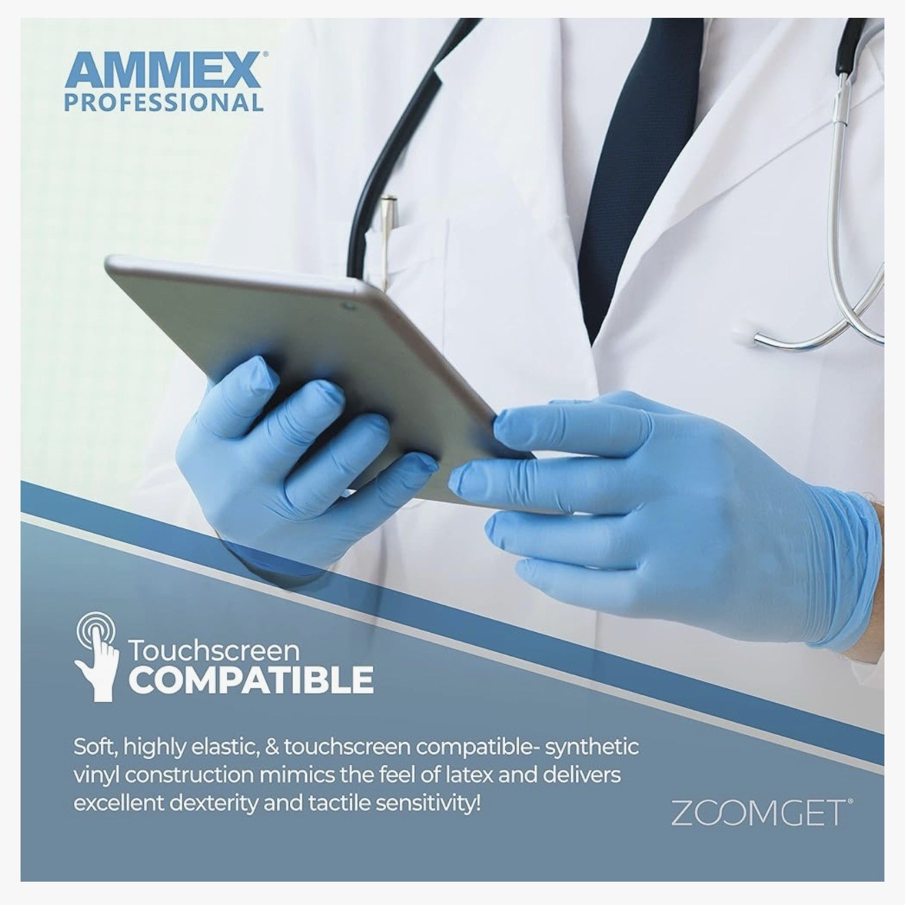 AMMEX Professional APFN42100 Blue Nitrile Small Exam Gloves Case Of 1000