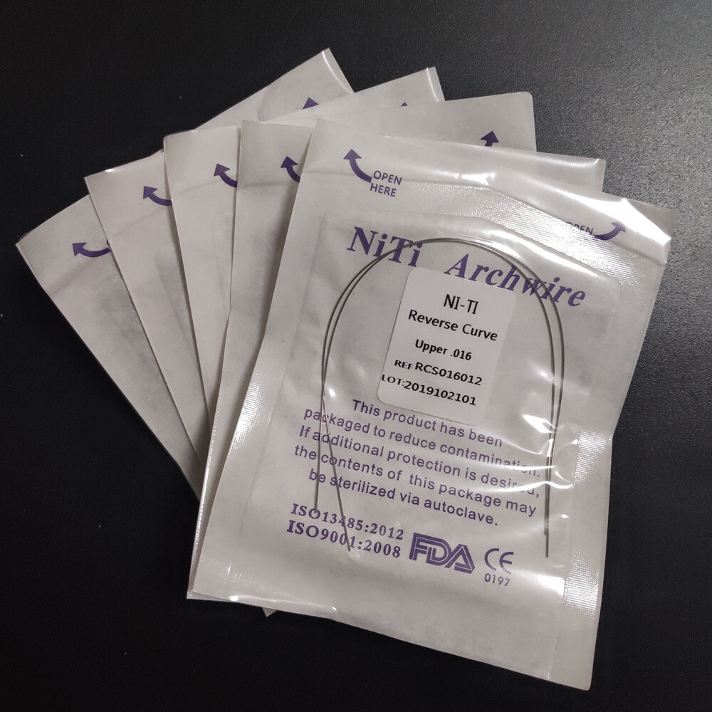 Dental Wires Orthodontics Arch Wire Reverse Curve Niti Round Wire 2Pcs/Pack