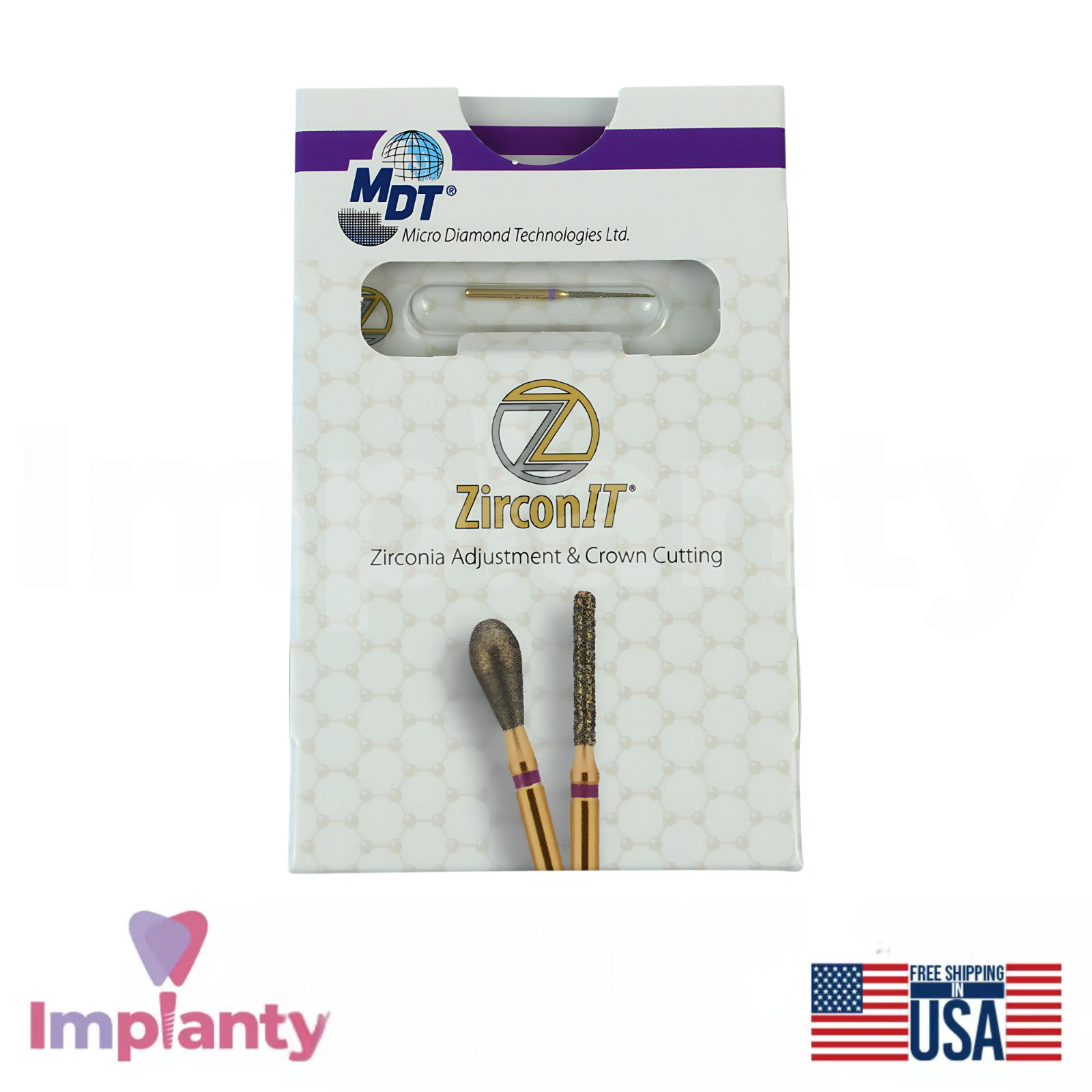 MDT Dental Pointed Cone FG ZirconIT ADJ Diamond Burs Z167 Crown Preparation