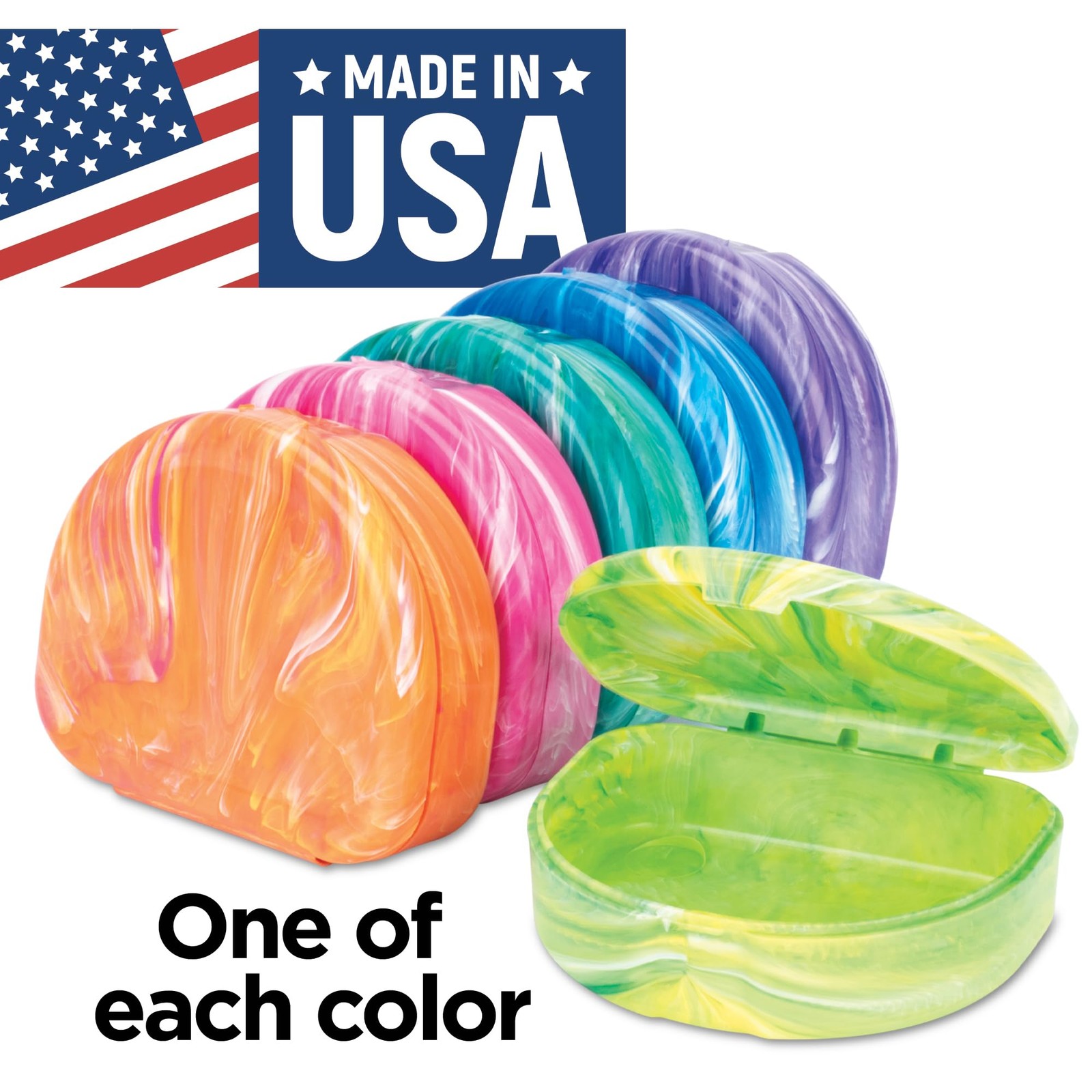 Practicon Brights Marble Retainer Cases, Clear Aligner Case, Dental