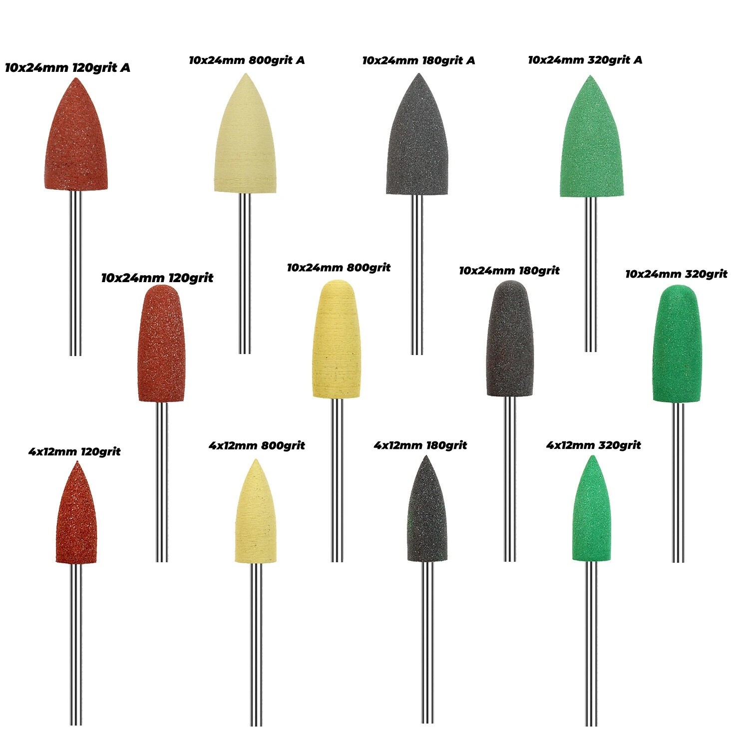 10Pcs Dental Tooth Polishing Silicone Rubber Diamond Polisher Cutter Drills