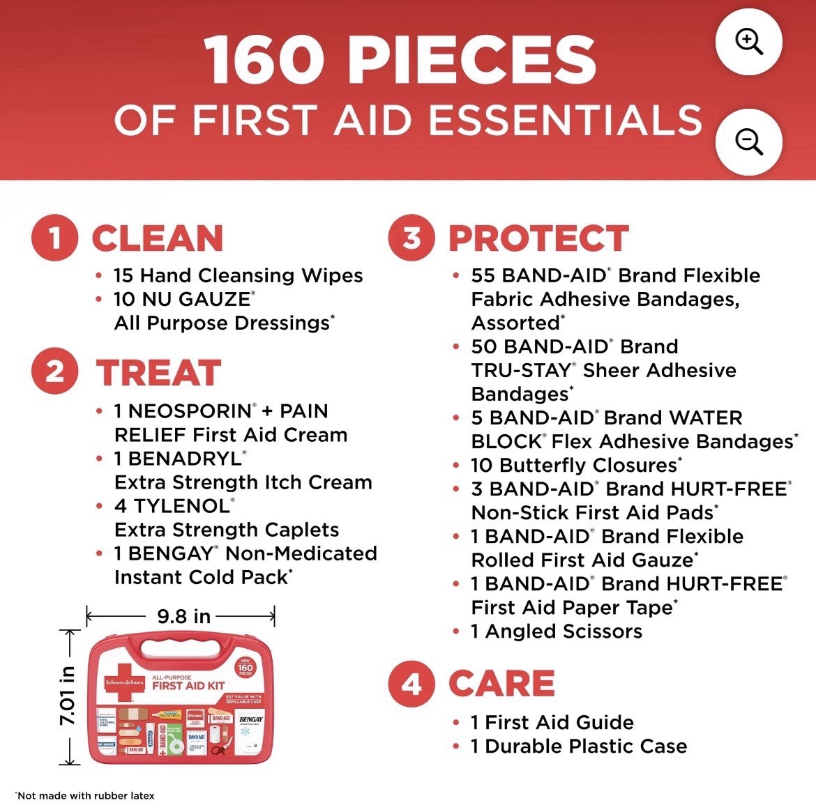 Johnson & Johnson Brand New Portable Compact First Aid Kit 160 pc Exp 8/27