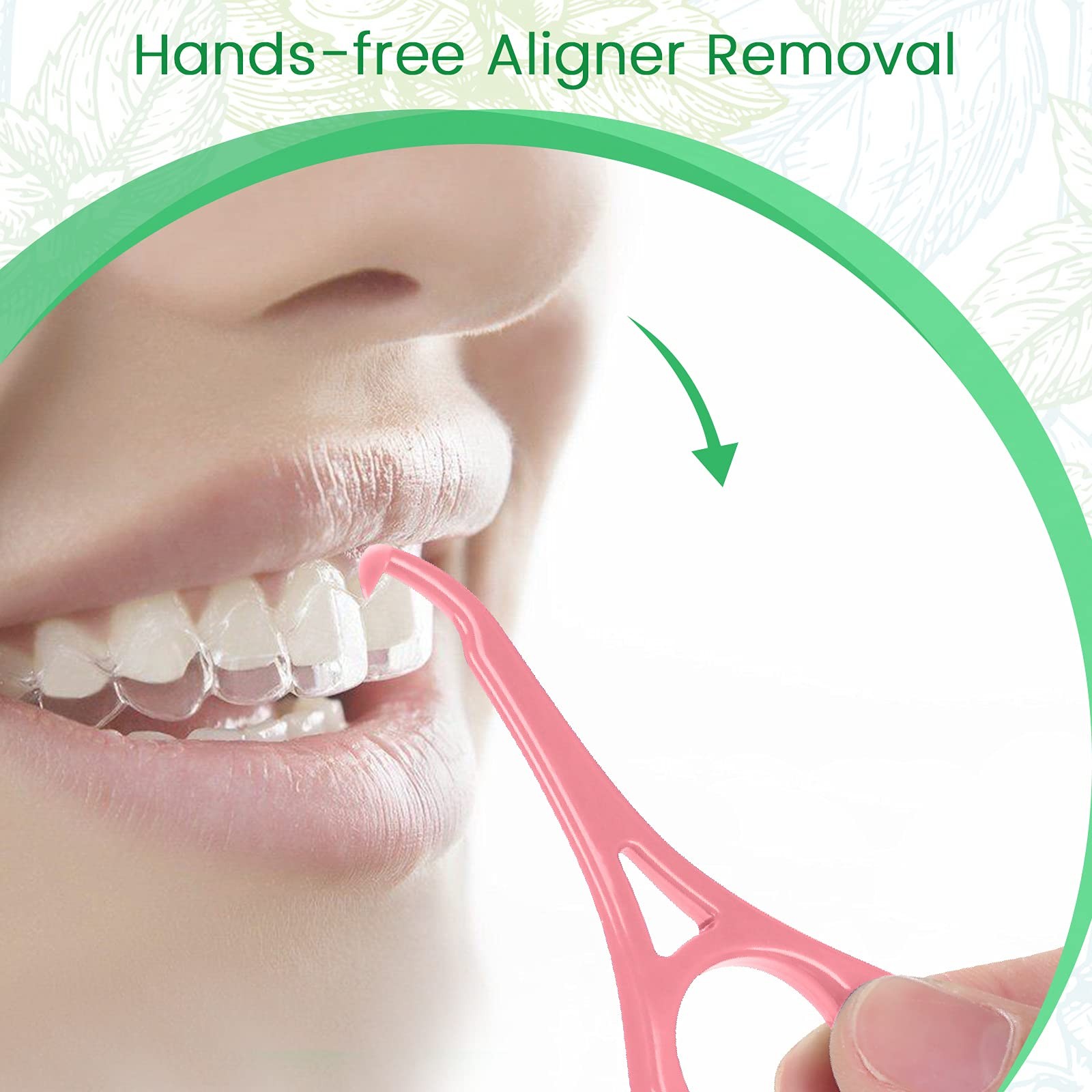 Aligner Chew for Invisalign – 20 Mint-Chew & 2 Removal Tools, Green, Pink