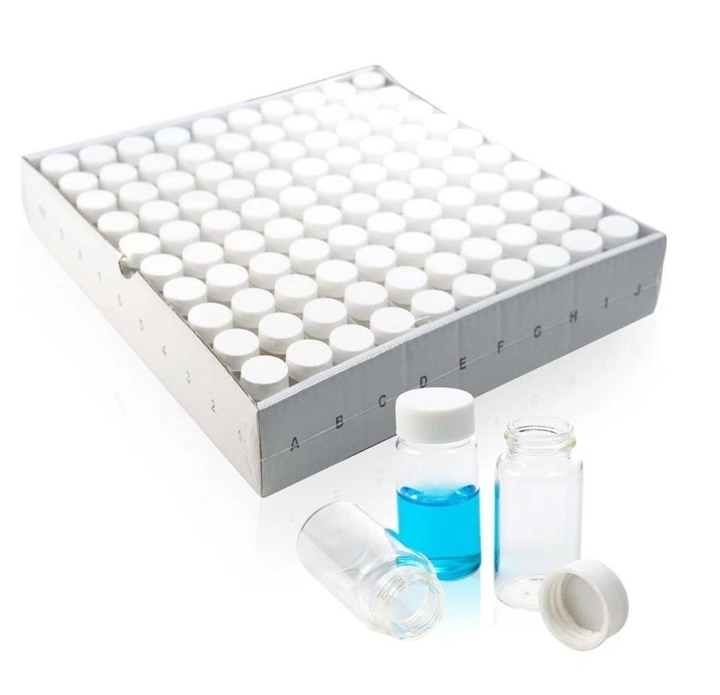 100x20ml Scintillation Vials Borosilicate Glass HDPE Sample Vials Counting Vials