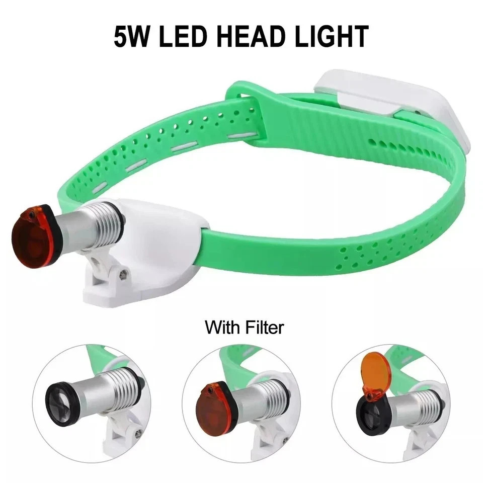 Dental Medical 5W LED Head Light Wireless Ultra-light Headband Headlight Green