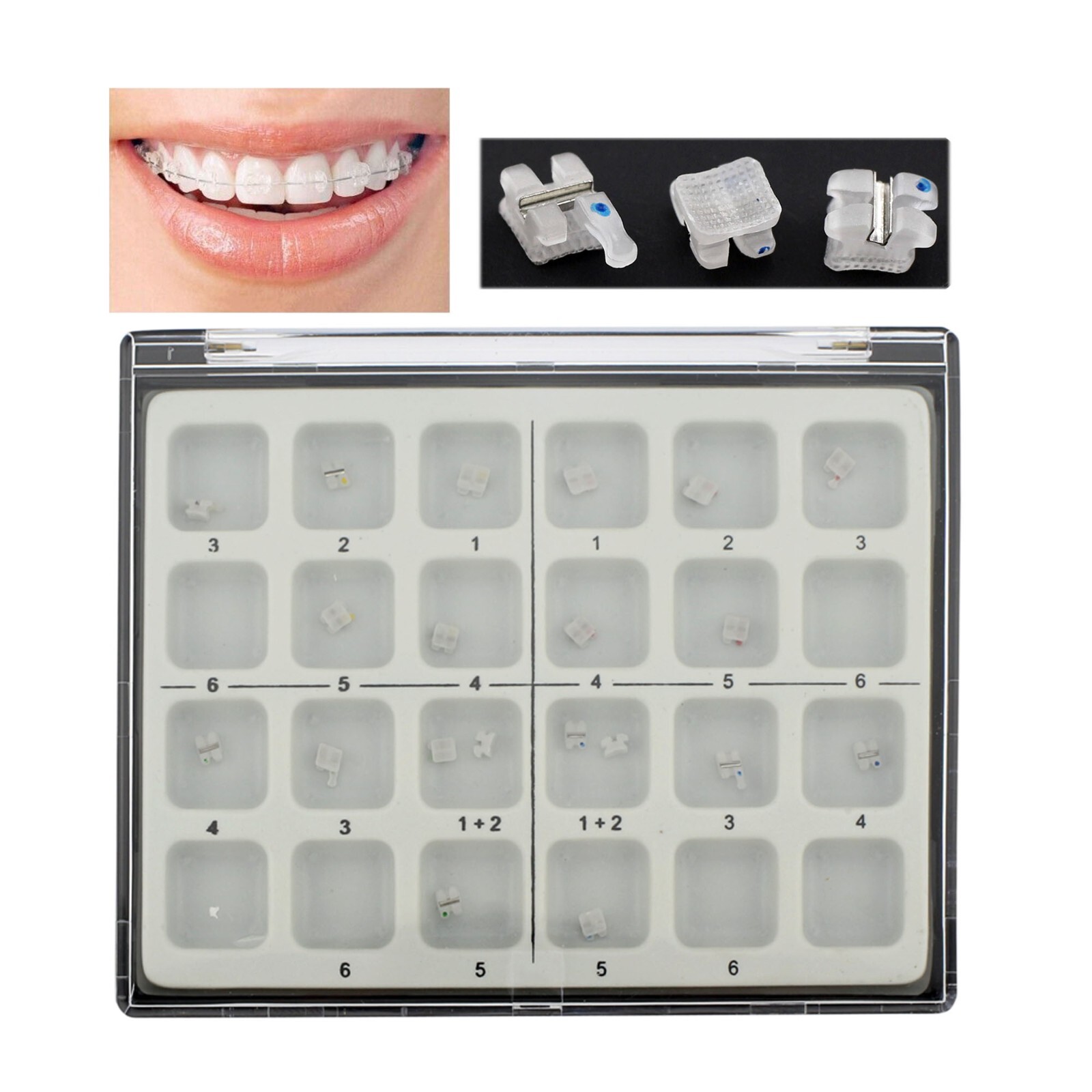 Dental Orthodontic Ceramic Brackets Braces MBT 022 3 Hooks 5-5 3M Clarity NOBLE