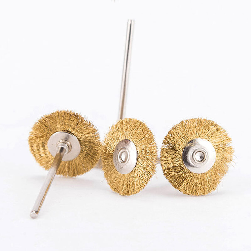 10pcs Copper Wire Brush Polishing Wheel for Dental Lab Rotary Tools 2.35mm Shank