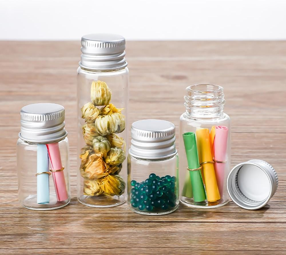 6 Pcs 5Ml Glass Vials Small Bottles with Aluminum Screw Caps, Mini Glass Vials,