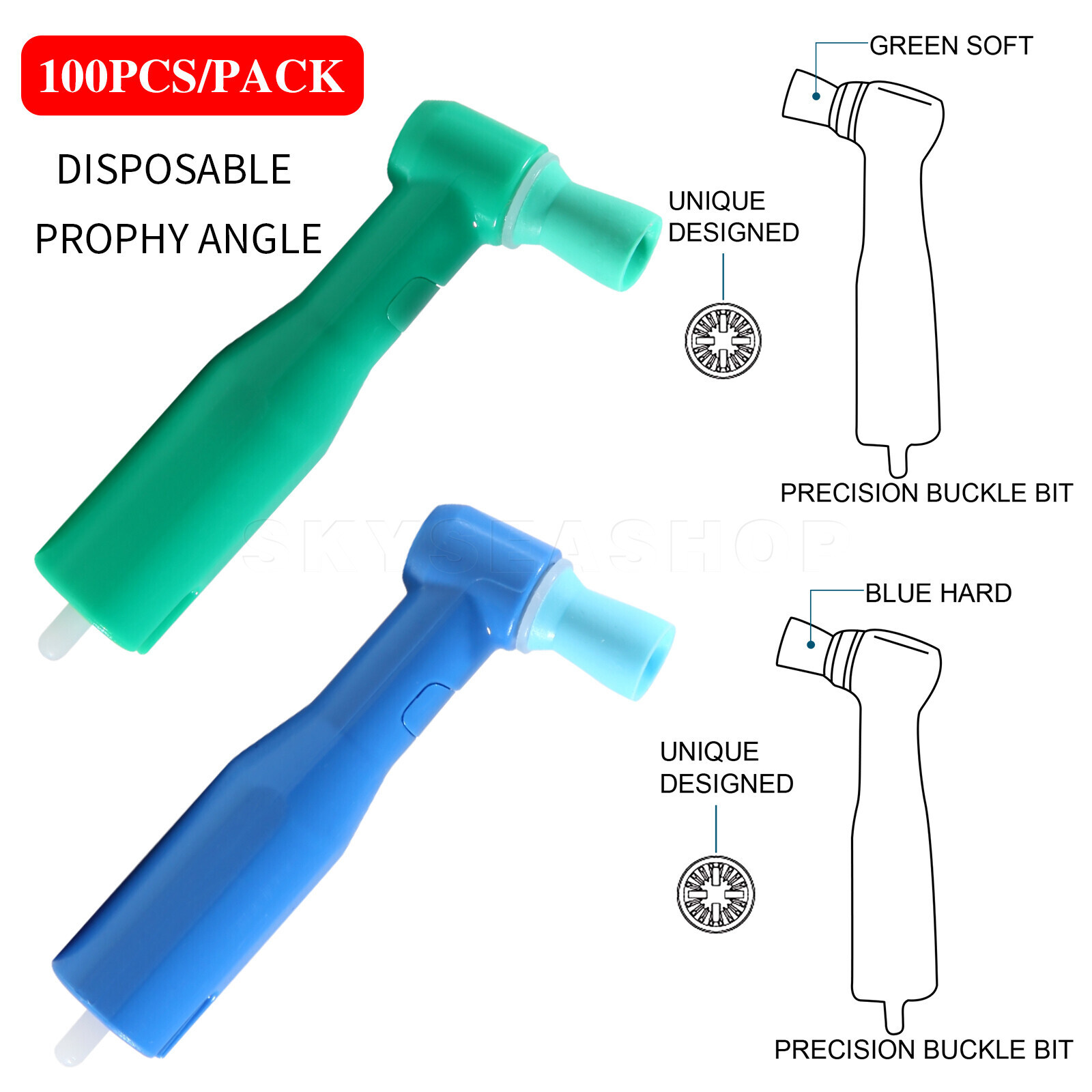 Dental Disposable Prophy Angles Contra 105° Regular Short Latex Free 100-500pcs