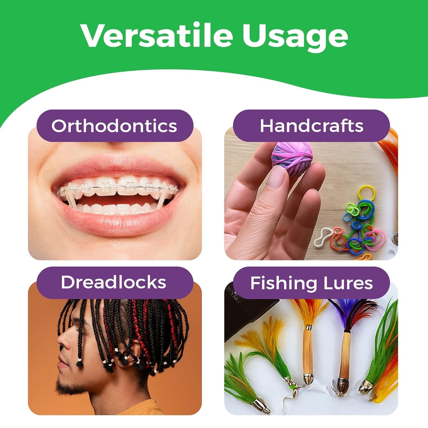 Versatile 100-Pack Neon Orthodontic Rubber Bands with Free Elastic Placer