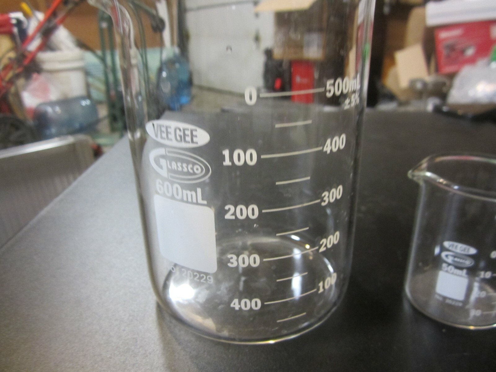 Beaker 600mL Vee Gee Classco Lab Science Medical Glass and 50 ml
