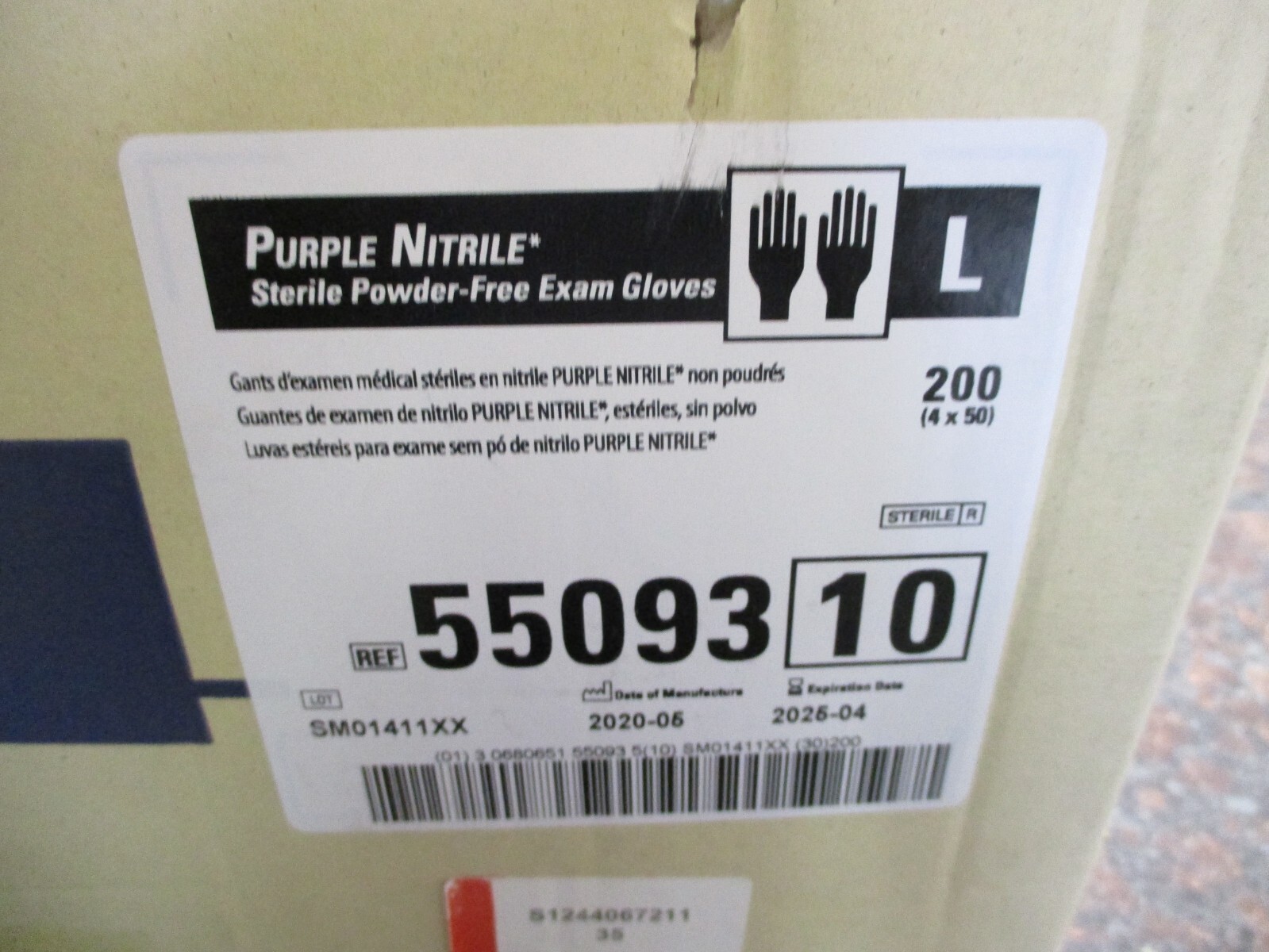 200 PAIR Kimberly-Clark 55093 Sterile Purple Nitrile Exam Gloves Large 04/2025