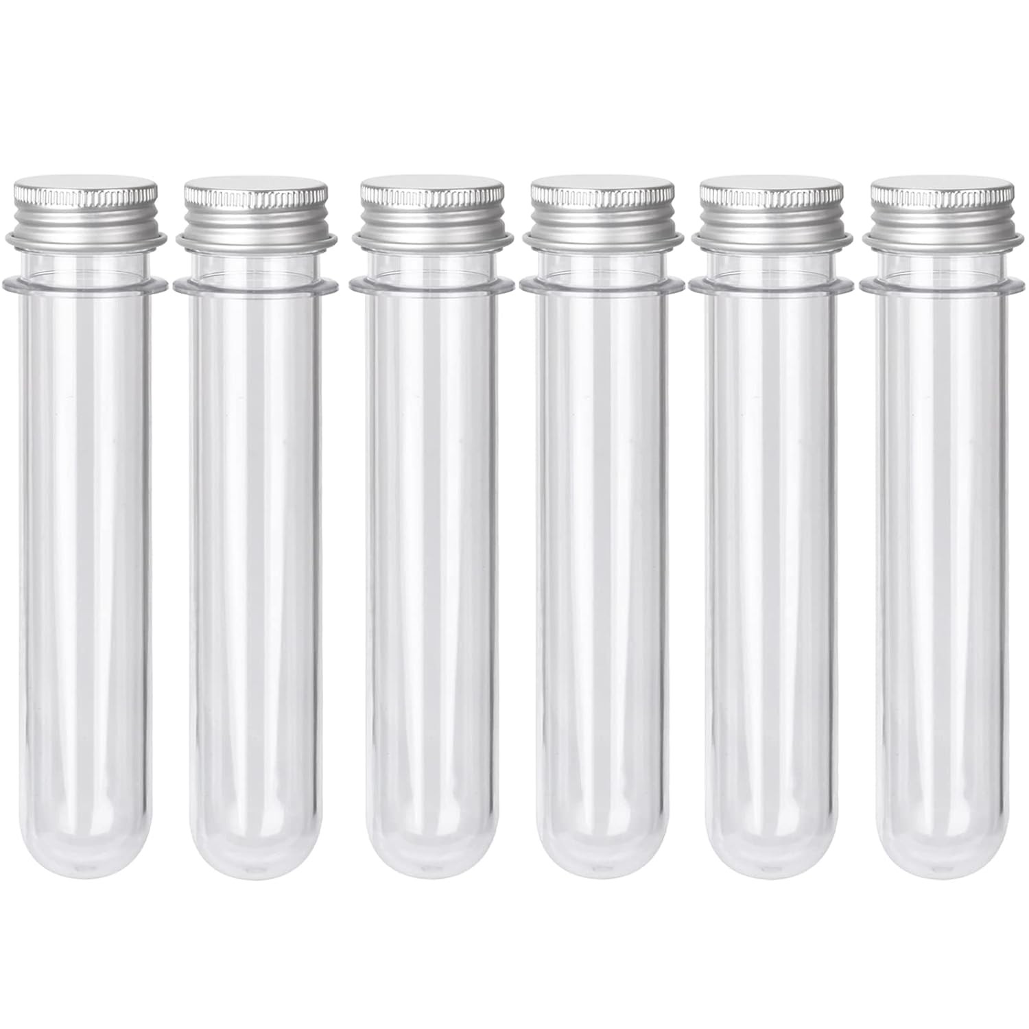 6PCS Plastic Test Tubes with Screw Caps 45ml Clear Tubes for Scientific Experime