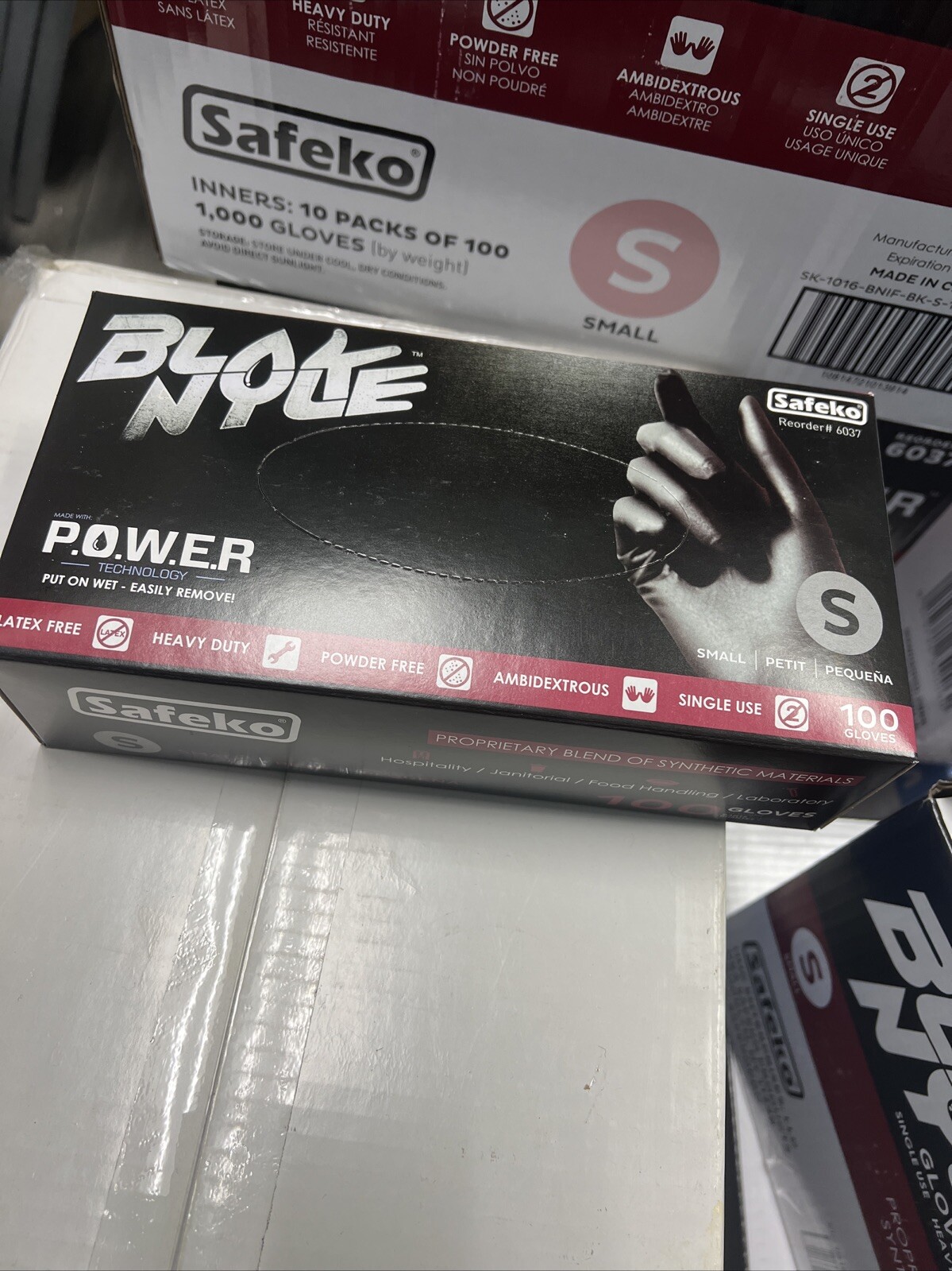 (1000 Gloves) Heavy Duty Black Gloves Safeko 10 Boxes Of 100 Gloves Size Small