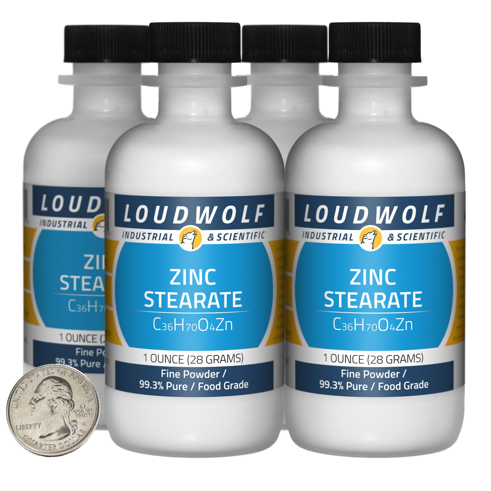 Zinc Stearate / 4 Ounces / 4 Bottles / 99.3% Pure Food Grade / Fine Powder / USA
