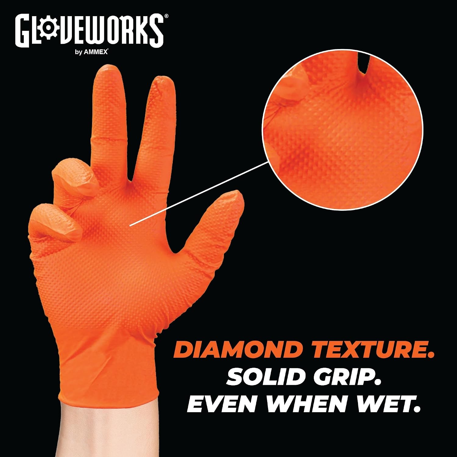 8 Mil Orange Nitrile Disposable Gloves Heavy Duty Industrial RDT for Mechanic an