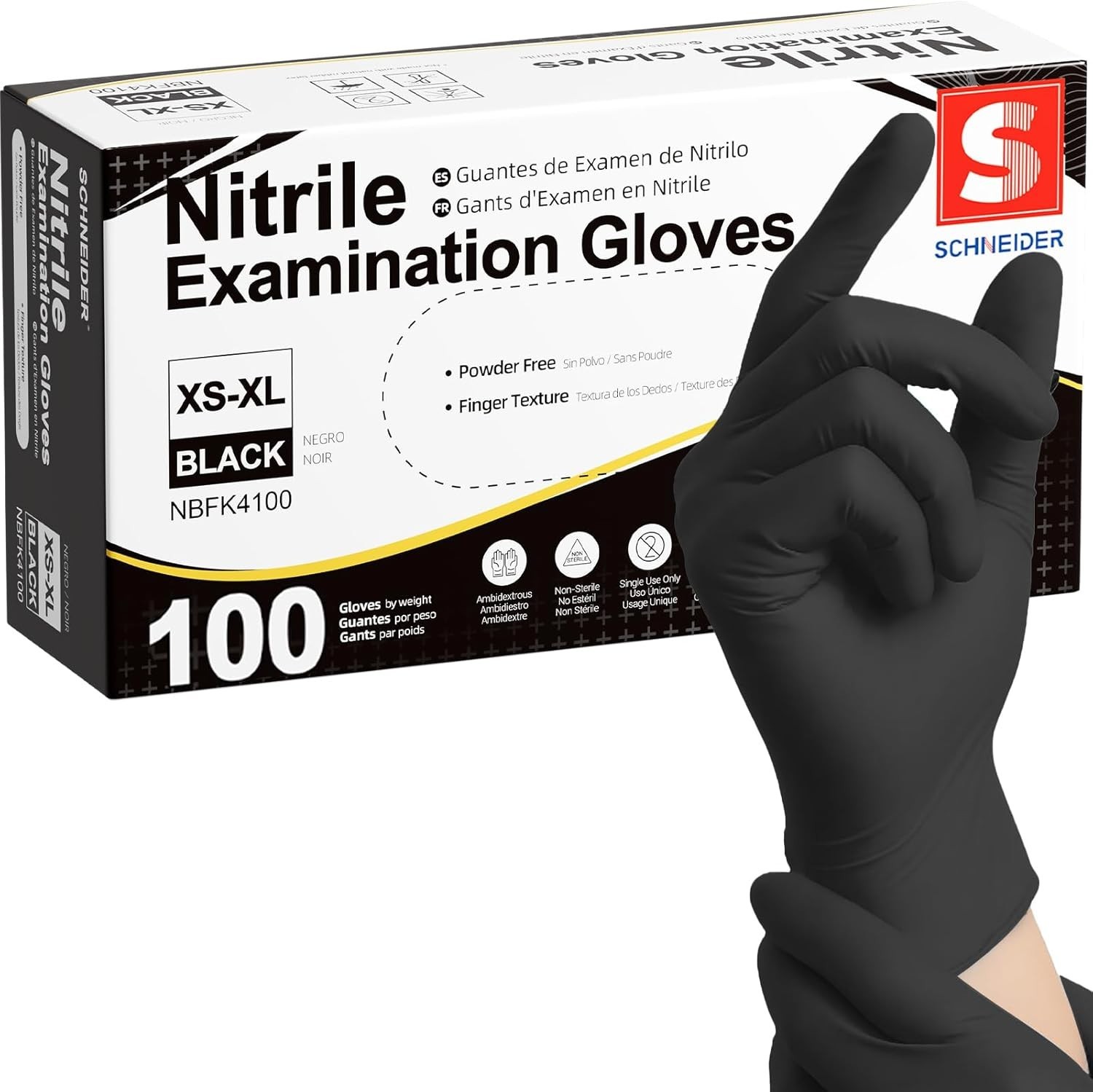 Versatile Black Nitrile Disposable Gloves – Ultra-Light, Powder-Free, 100 Count