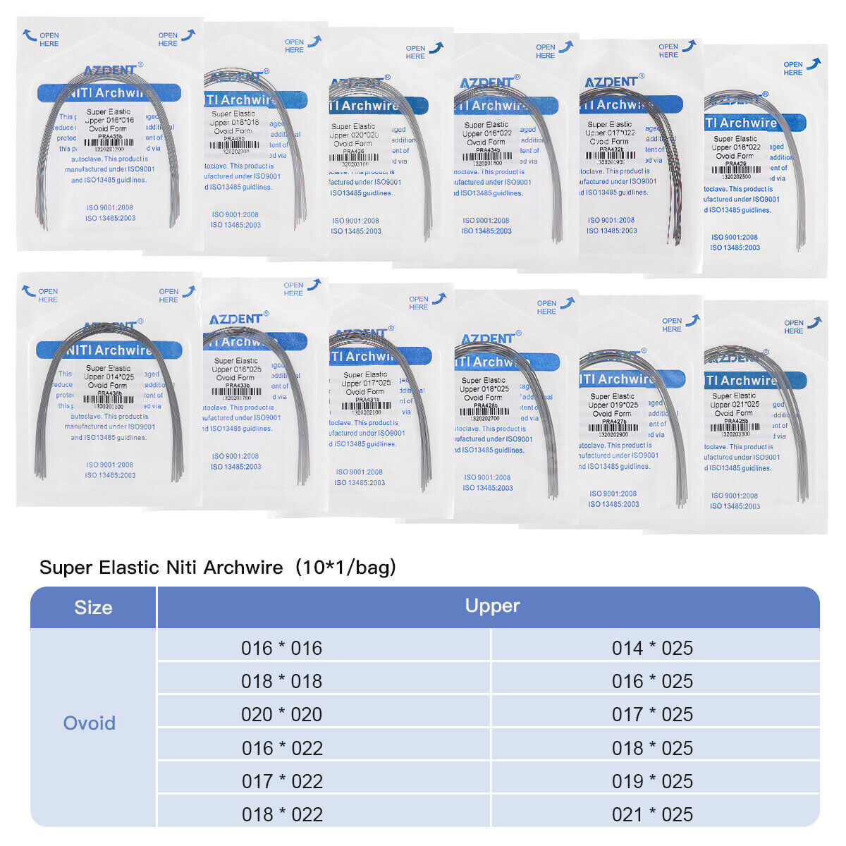AZDENT Dental Ortho Super Elastic Rectangular Arch Wire Niti Ovoid upper & Lower