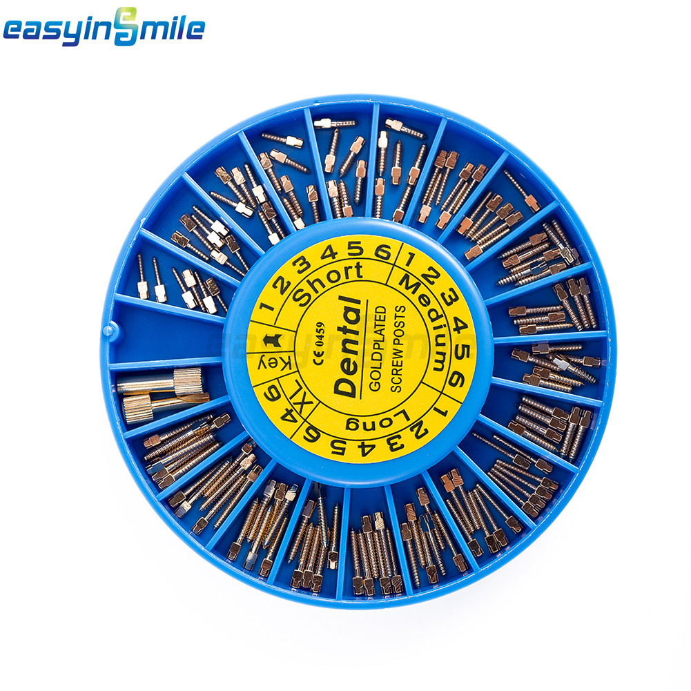 120pc Dental Screw Post Completed Silver/Gold Plated Endo Conical Pin Fiber Post