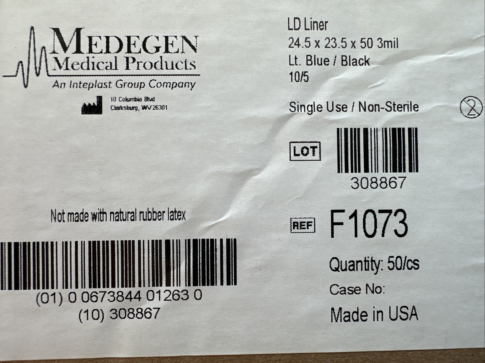 Medegen F1073 LD Liner, 24.5×23.5×50 3mil, Specimen Pathology Bags, 50/Box.