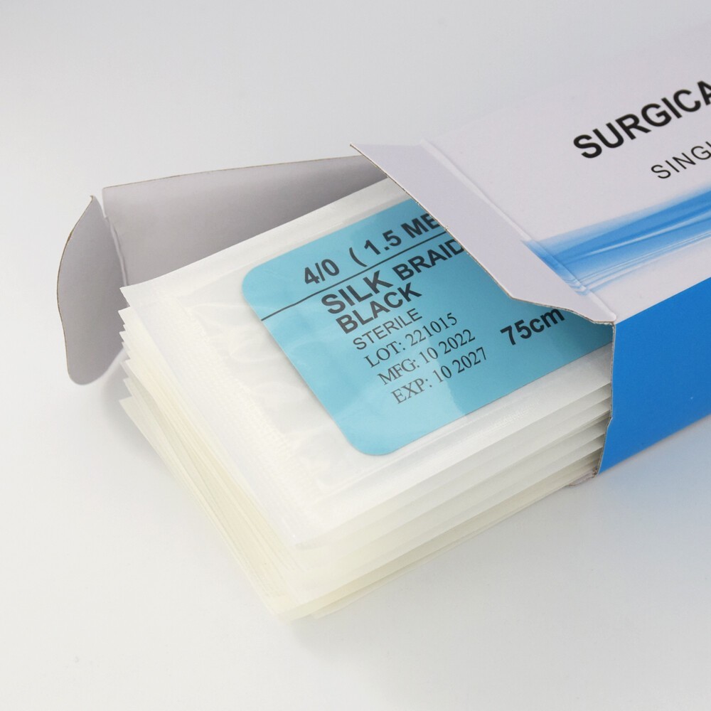 12 Pcs/Box Dental Surgical 3/0 Or 4/0 Suture Train Silk Braided Non Absorbable