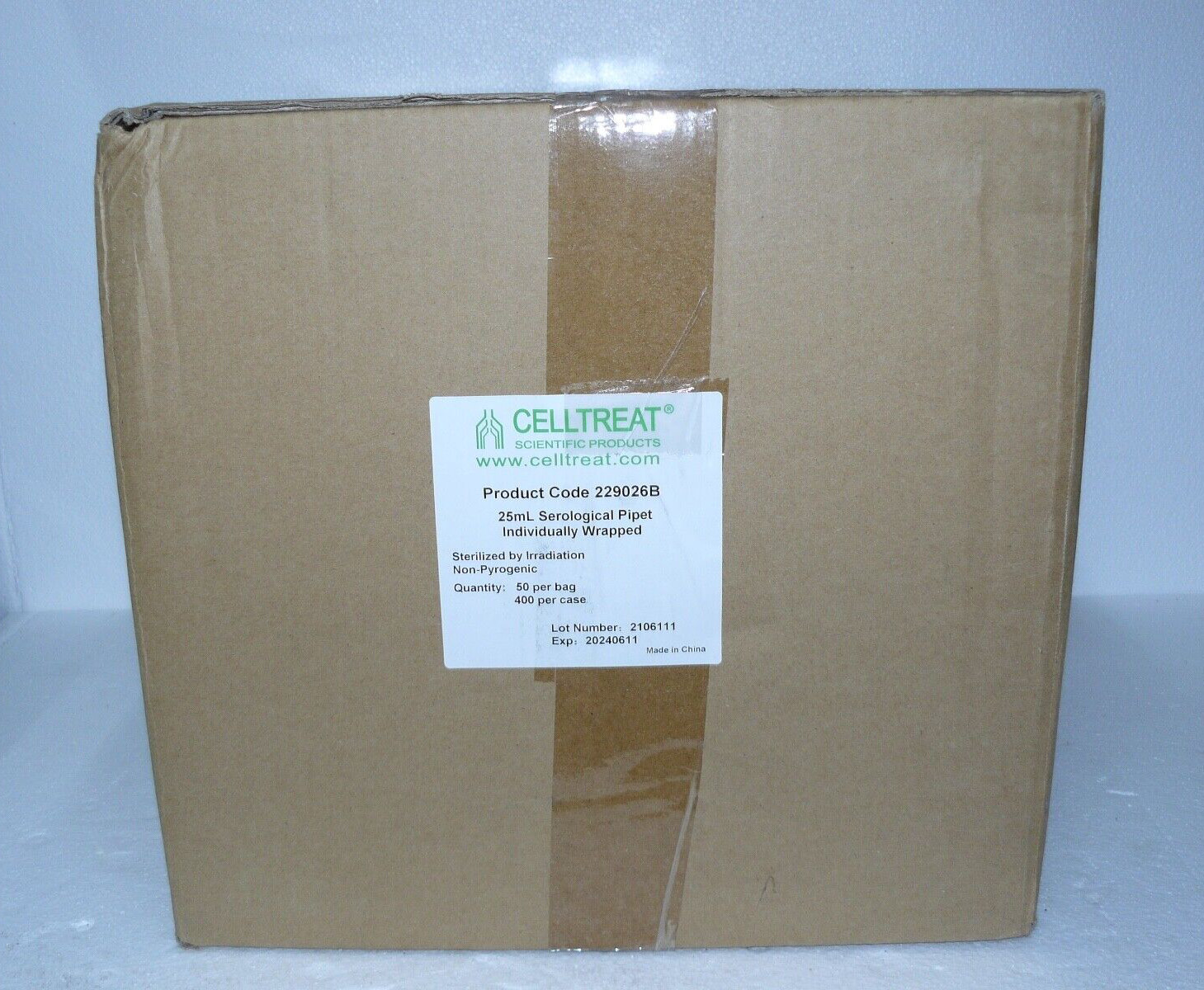 Celltreat 229026B Polystyrene Serological Pipette 25mL 400Pcs EXP 11/06/2024 New