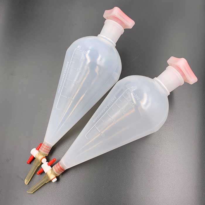 Lab Plastic Separatory Funnel, PTFE Stopcock, Chem Supplies, 125-1000ml