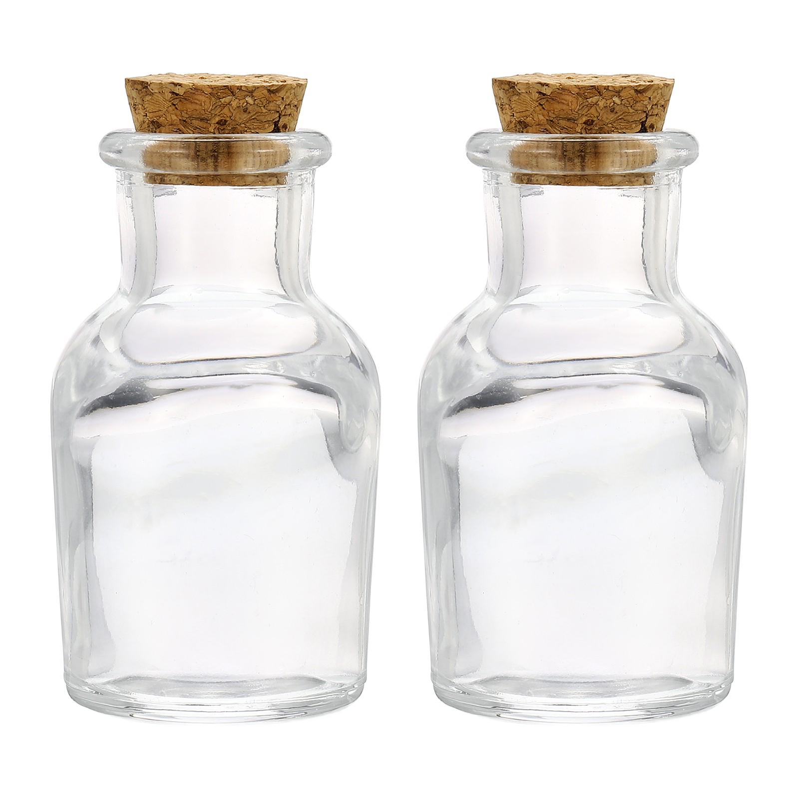 2Pcs 30ml Glass Reagent Bottle with Wood Stopper Narrow Mouth, Clear(1oz)
