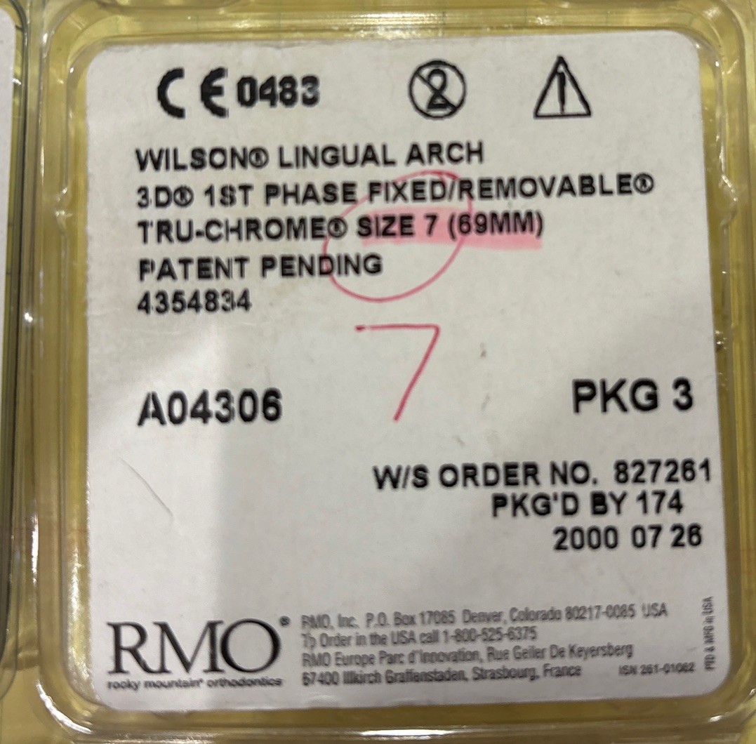 Wilson Lingual Arch – Fixed Lingual Controlled Arch Lot