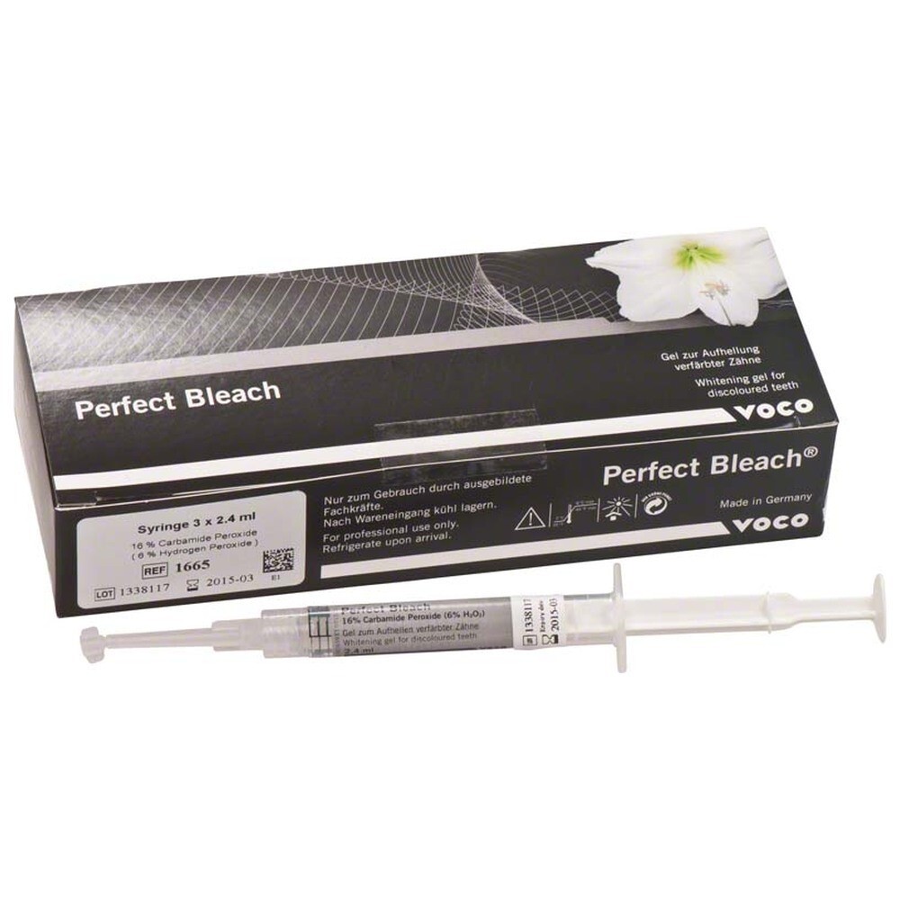 VOCO Perfect Bleach 16 Per Cent Refill Syr (3 x 2.4ml) Whitening Gel (Free Ship)