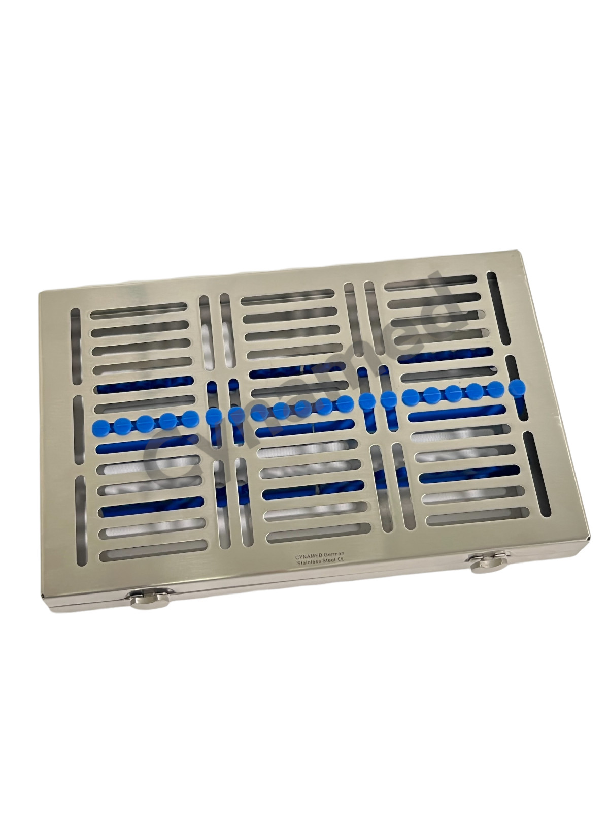 2PK – Sterilization Cassette w/ Button Locks & Silicone Inserts 11″ x 7″ x 1″