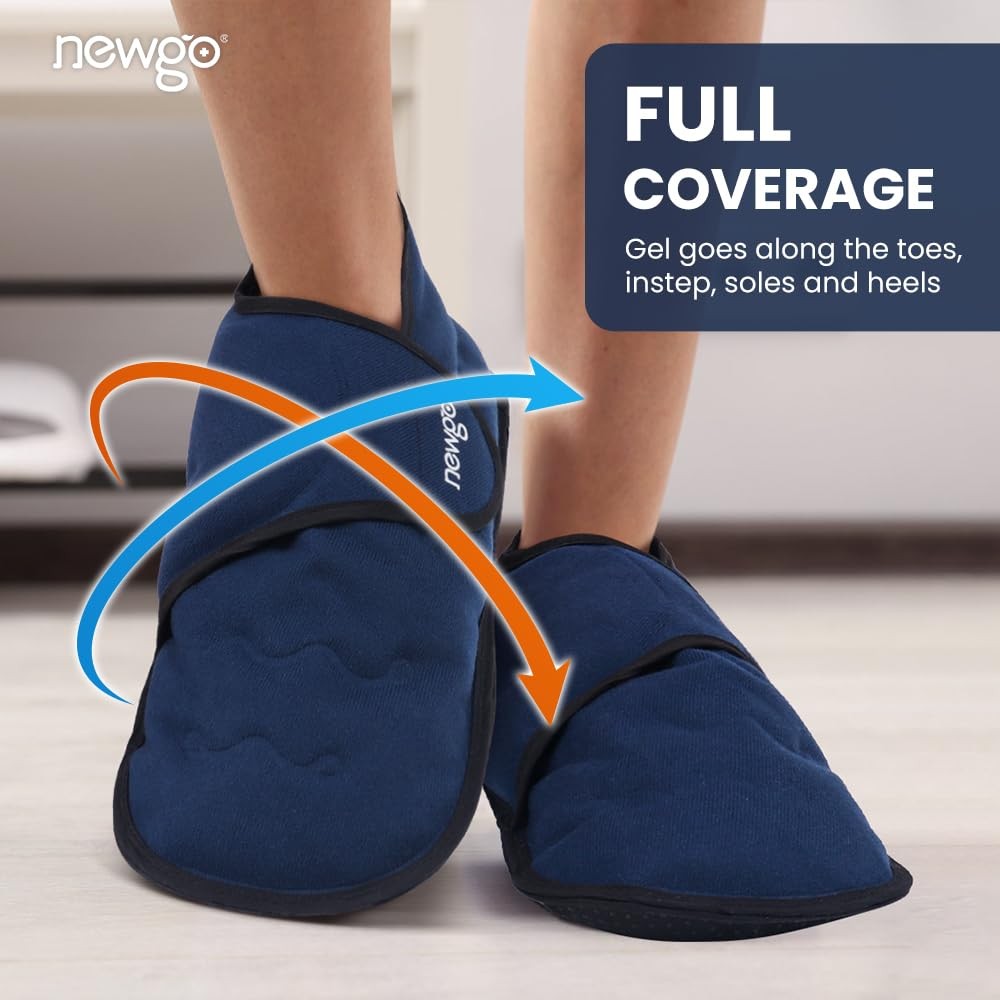 NEWGO Foot Ice Pack Slippers for Heel and Arch One Size Fits Most, Blue
