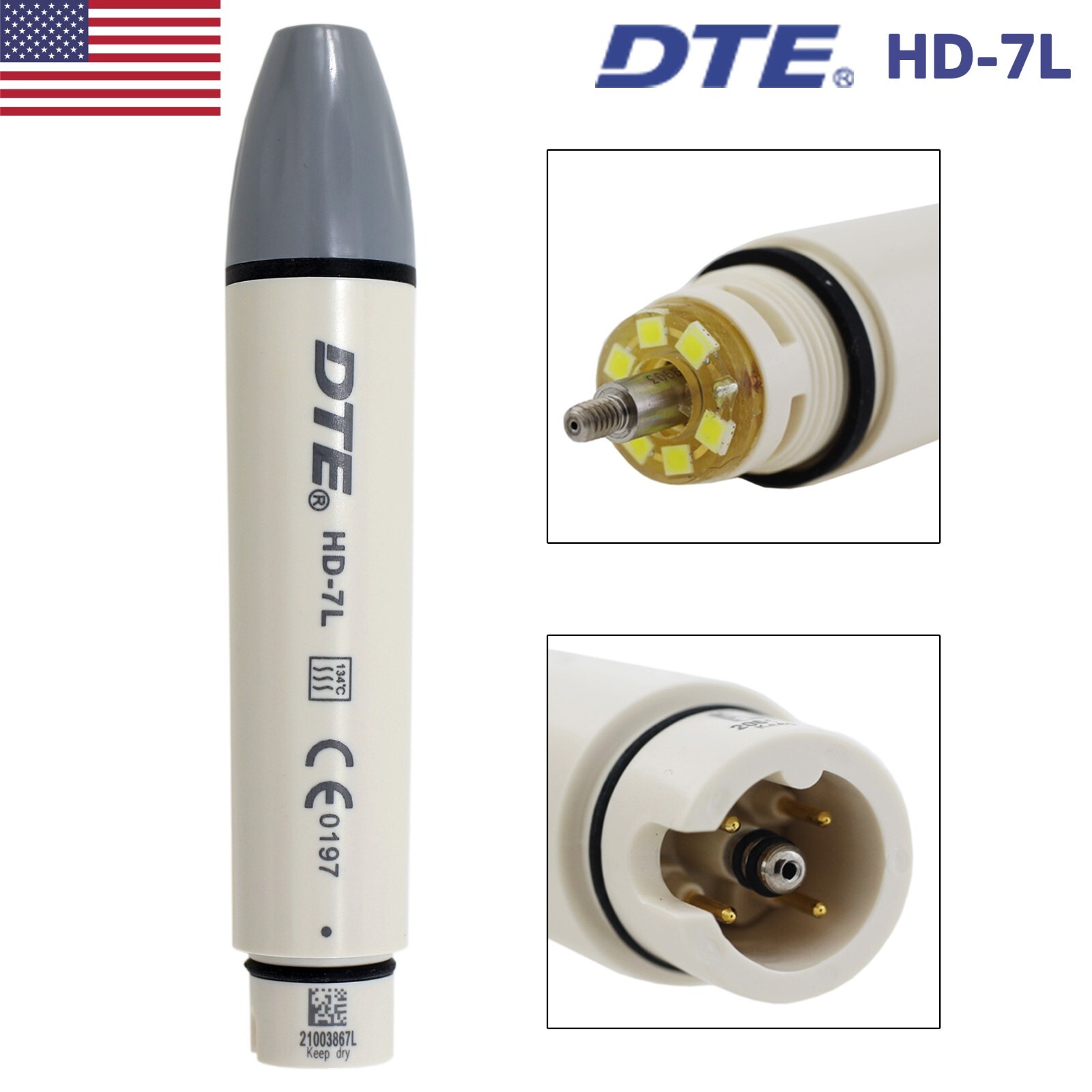 ACTEON Newtron P5 Piezo Handpiece Dental Ultrasonic Scaler DTE HD-7L Tip GD1 PD1