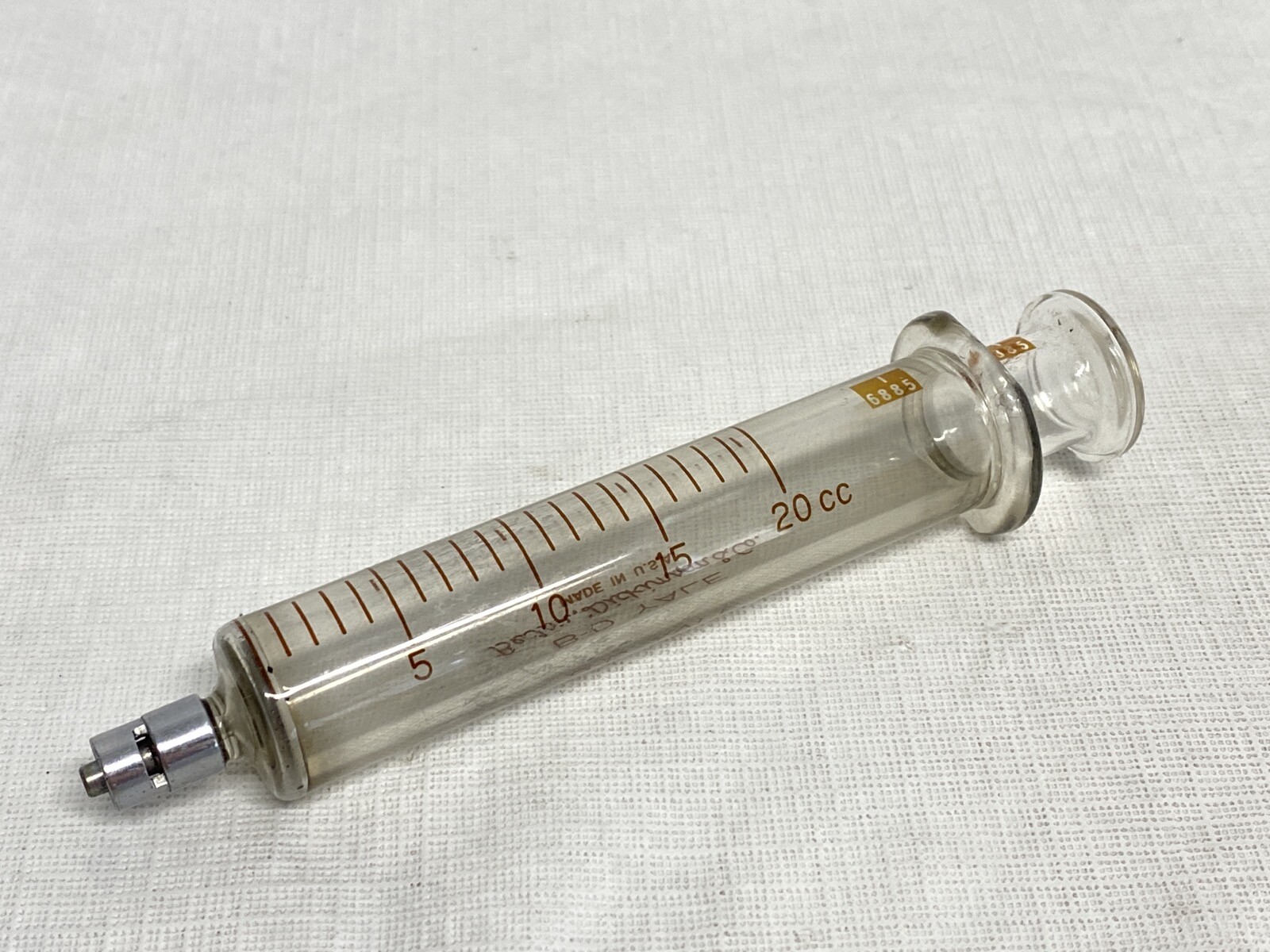 BD Yale 20cc 20mL Reusable Graduated Glass Syringe with Metal Luer Lok