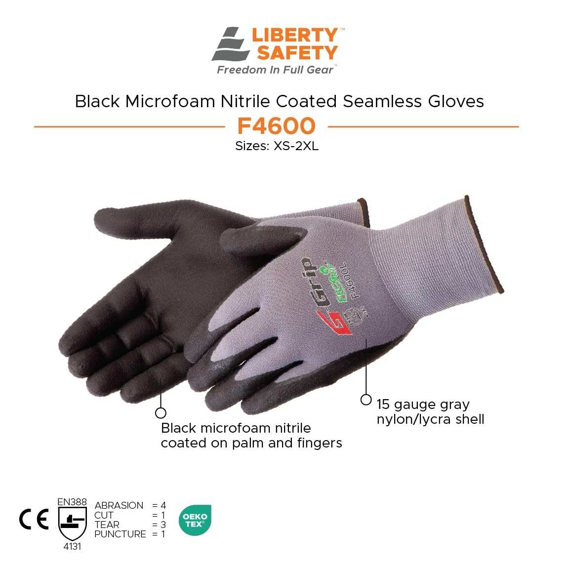 Liberty Safety Liberty F4600 G-Grip Micro-Foam Nitrile Palm Coated Seamless
