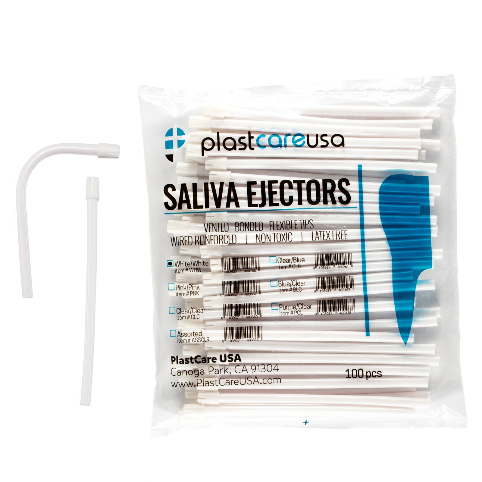 500 Saliva Ejectors Ejector White Dental Disposable Suction Tips (5 Bags)