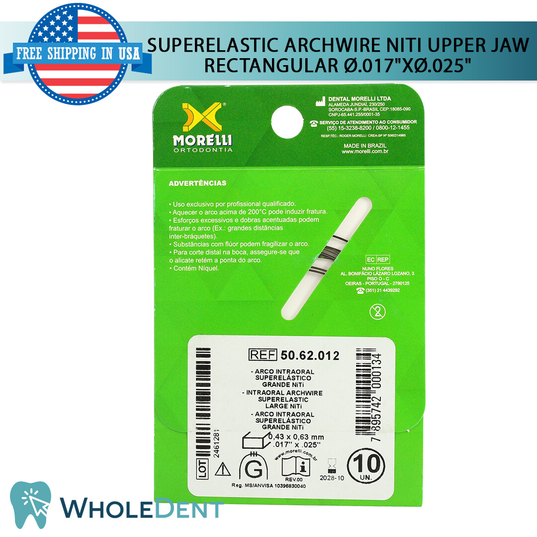 Orthodontic Dental NiTi Superelastic Intraoral Archwire Rectangular Wire Morelli