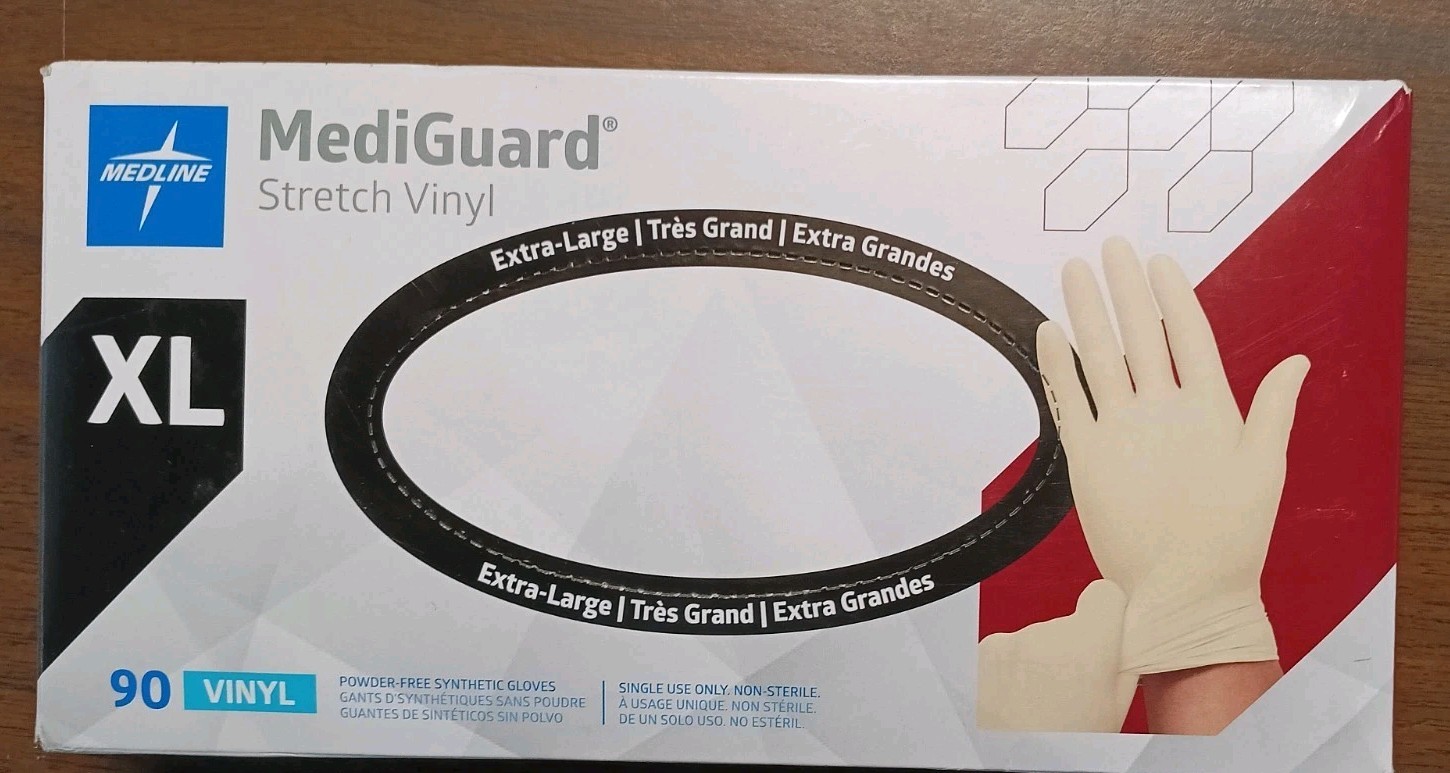 Medline Mediguard Stretch Vinyl Gloves XL MSV604