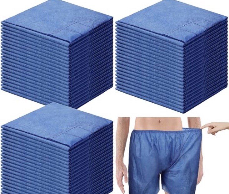MediChoice Disposable Exam Shorts Blue Medium Case of 100 Elastic Waist ES3501