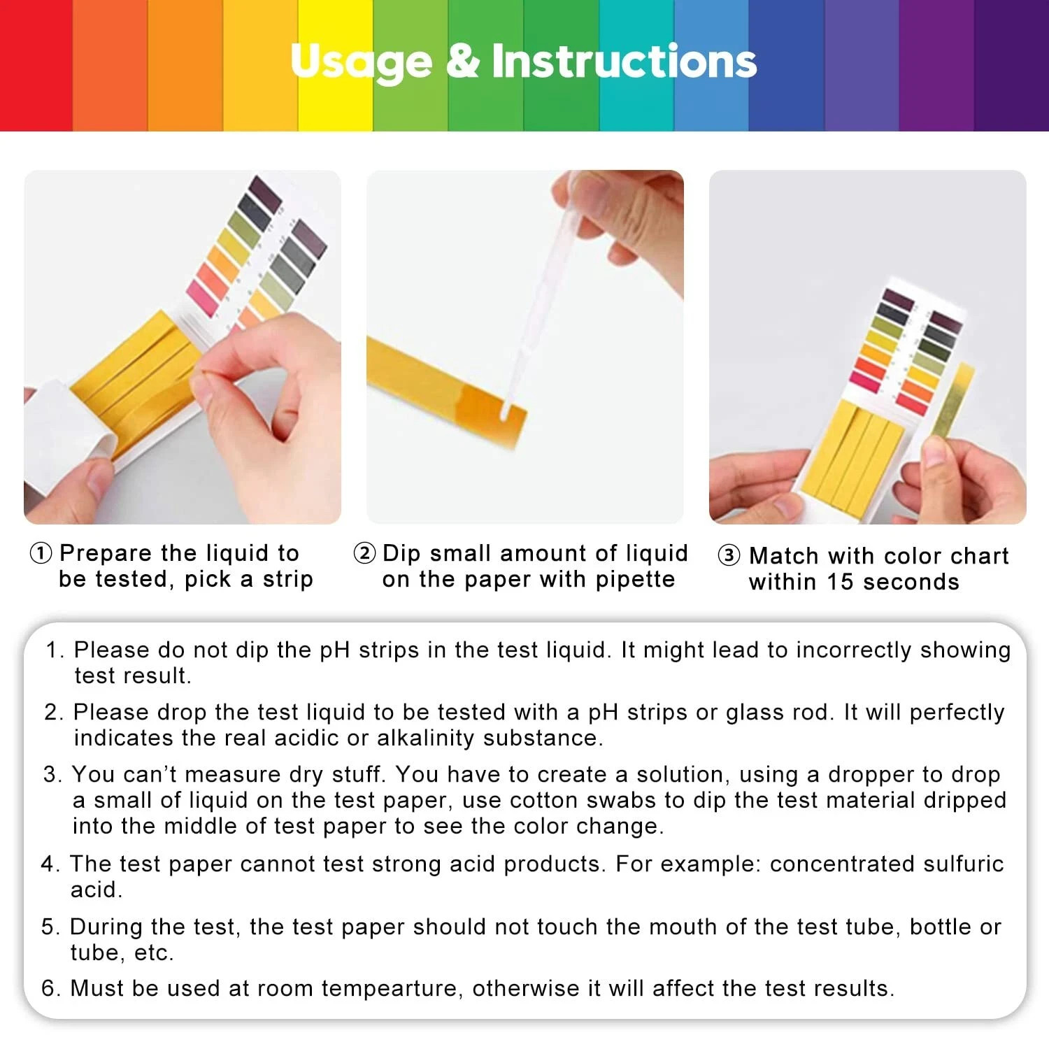 pH Indicator Test Strips 1-14 Laboratory Paper Litmus Tester Urine Saliva 72-432