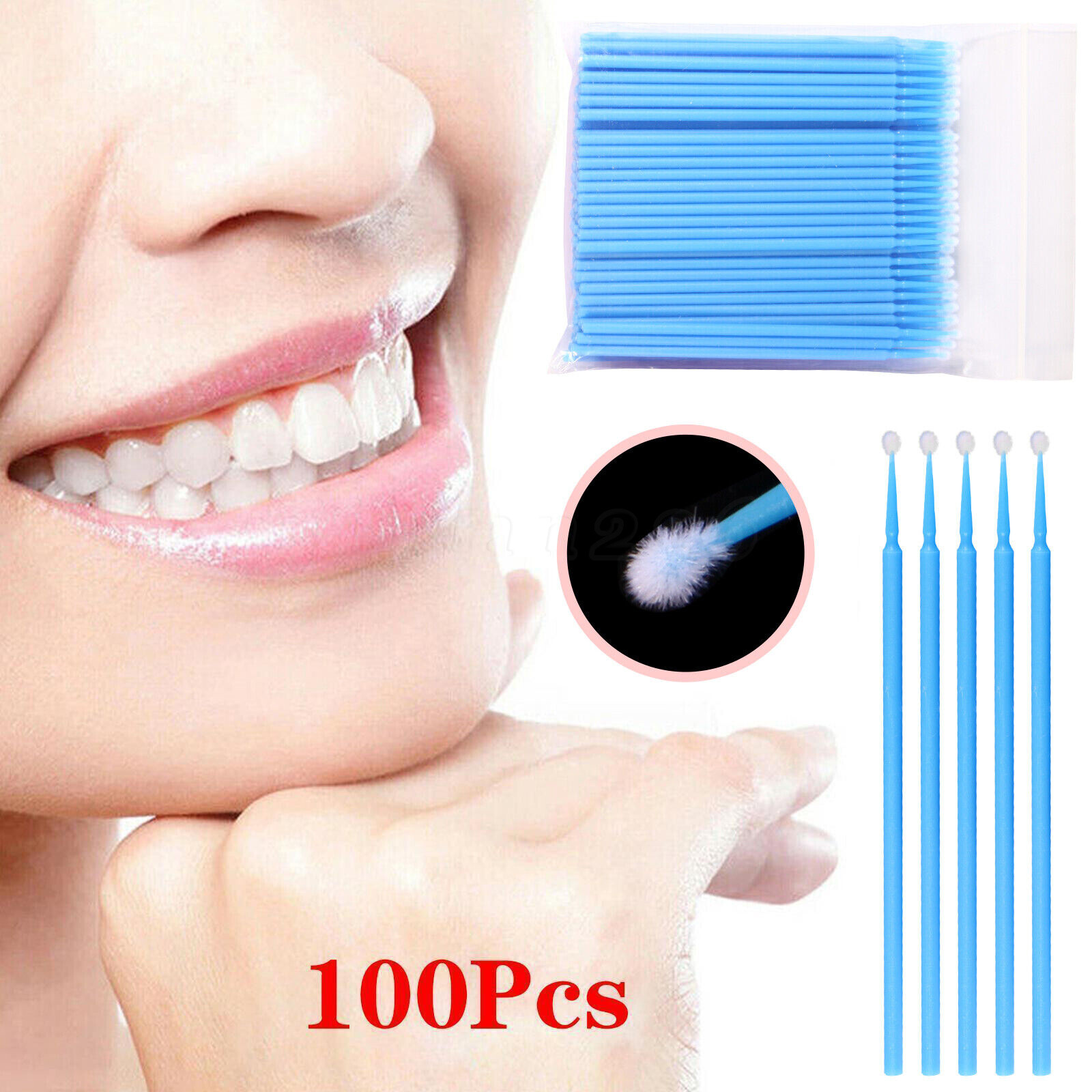 1-5 Micro Brushes Applicators Microbrush Dental Eye Regular 2.5mm Blue 100pcs/pk