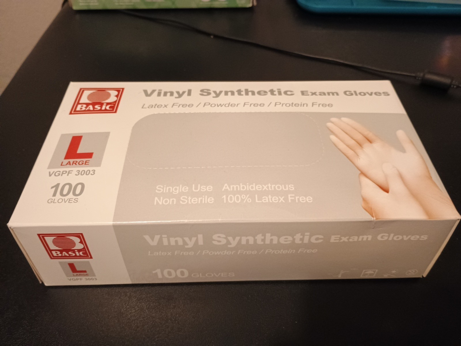 2X Basic Vinyl Exam Gloves 200 Pcs Large Latex Free Powder Free Clear VGPF 3003