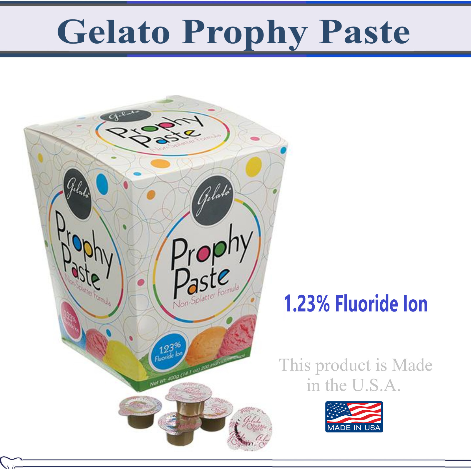 Dental Prophy Paste Gelato 1.23% APF Non Splatter All types & Flavor Gluten Free