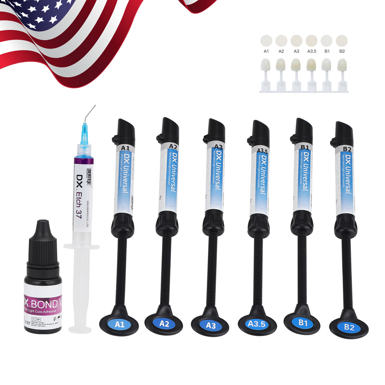Dentex Dental Universal Light Cure Composite Resin A1 A2 A3 A3.5 B1 B2