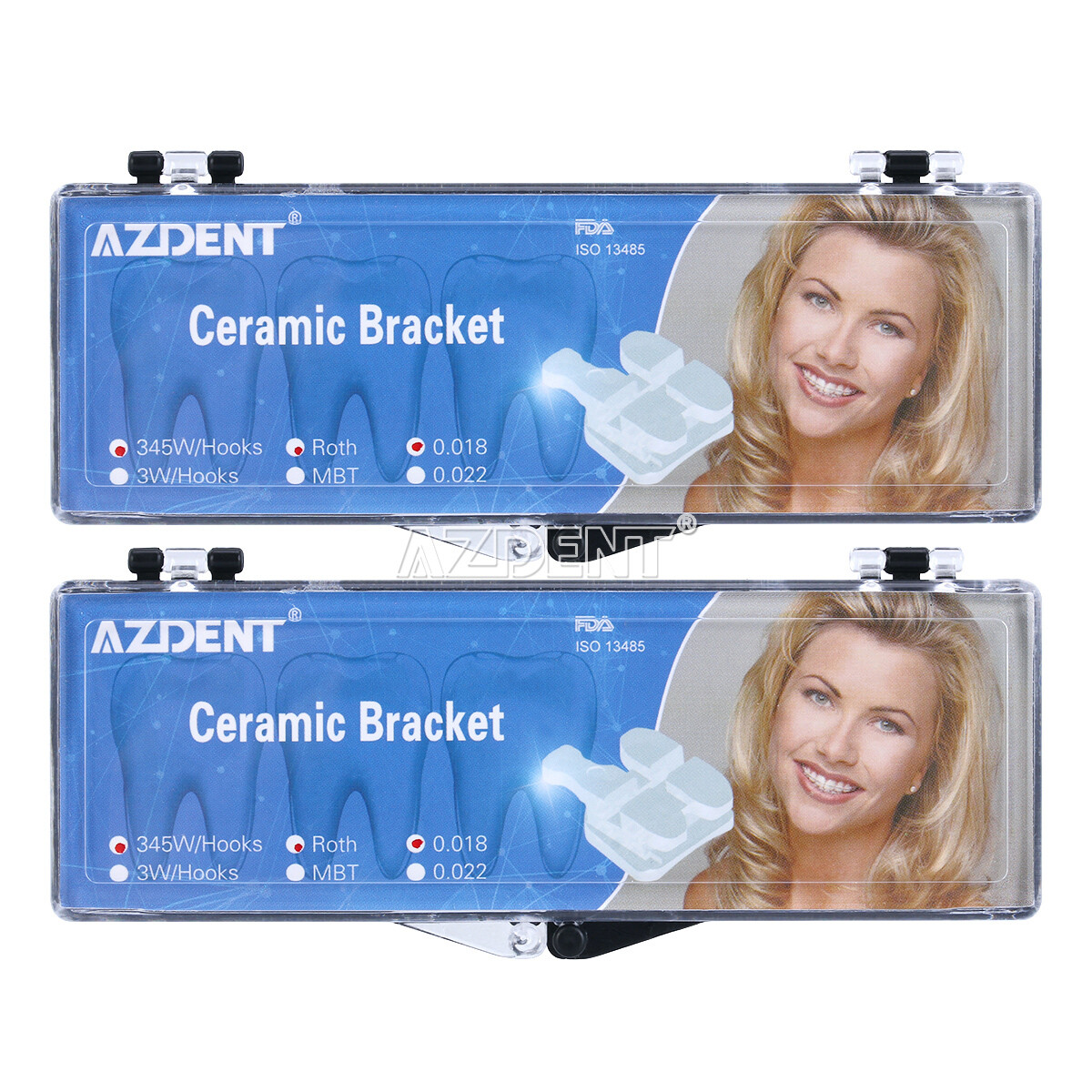 Dental Orthodontic Ceramic Brackets Braces Roth MBT 0.022/018 Hooks 3 4 5 AZDENT
