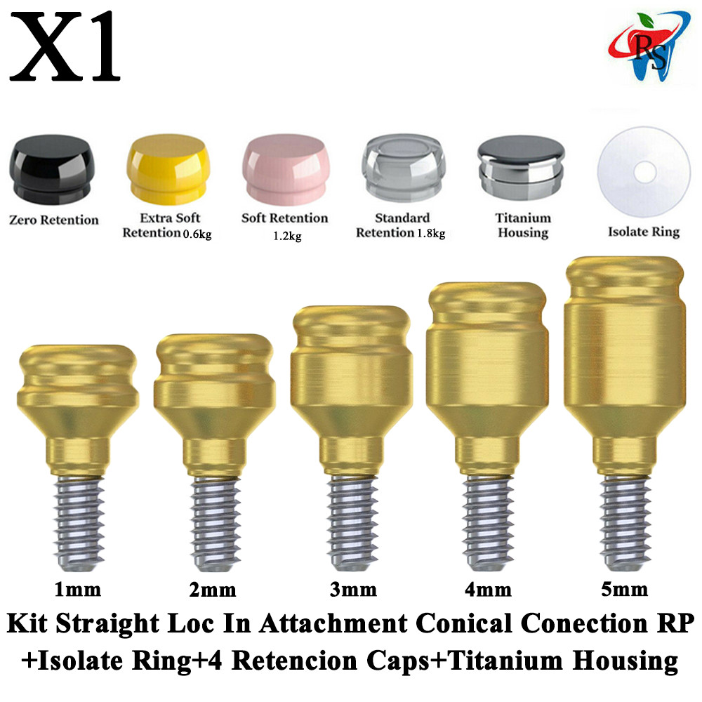 1x Kit Dent Straight Loc In Attachment Conical RP Retention Caps Housing Ring